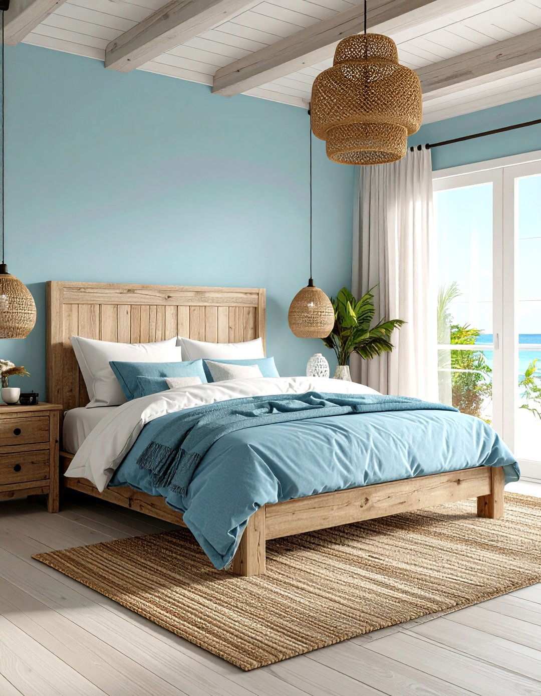 Ice Blue Limewash Coastal Bedroom - 24 Limewash Bedroom Ideas