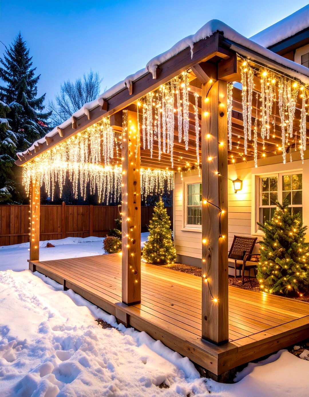 Icicle Light Festive Charm - 24 Pergola Lighting Ideas