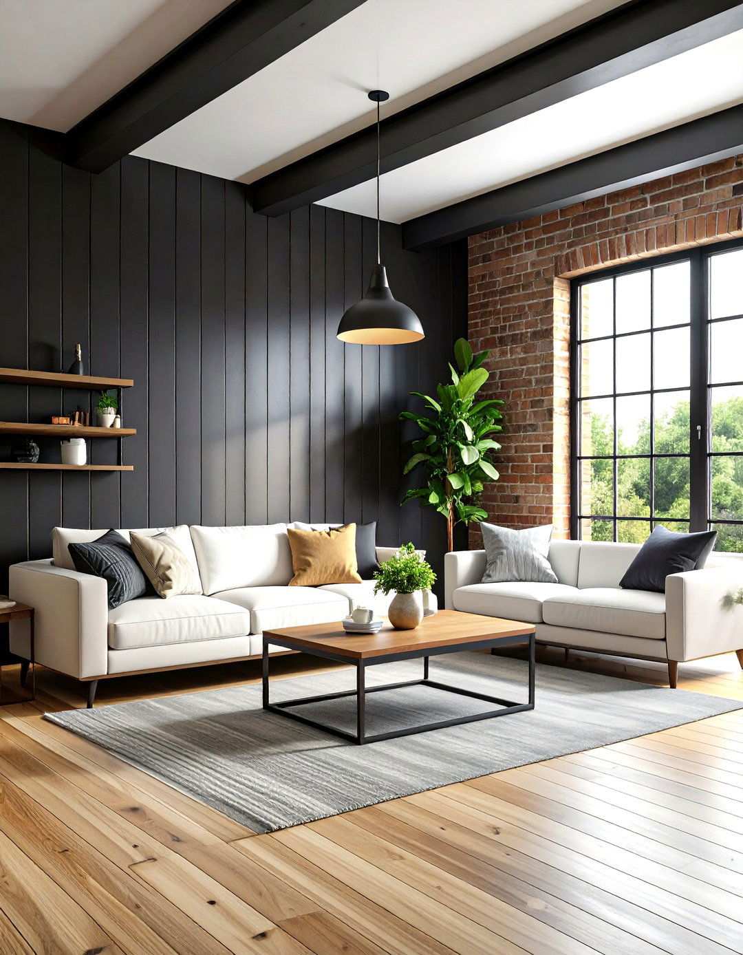 Industrial Black Shiplap Design - 24 Shiplap Living Room Ideas