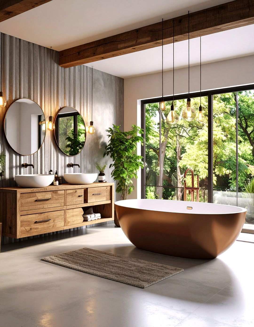 Industrial Chic Bathroom with Galvanized Metal Accents - 24 Rustic Barndominium Interior Design Ideas