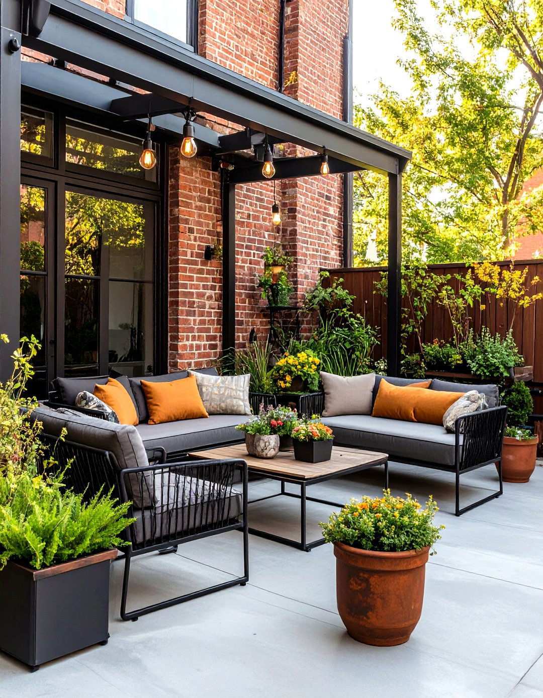 Industrial Chic Patio with Metal Accents - 24 Small Patio Ideas