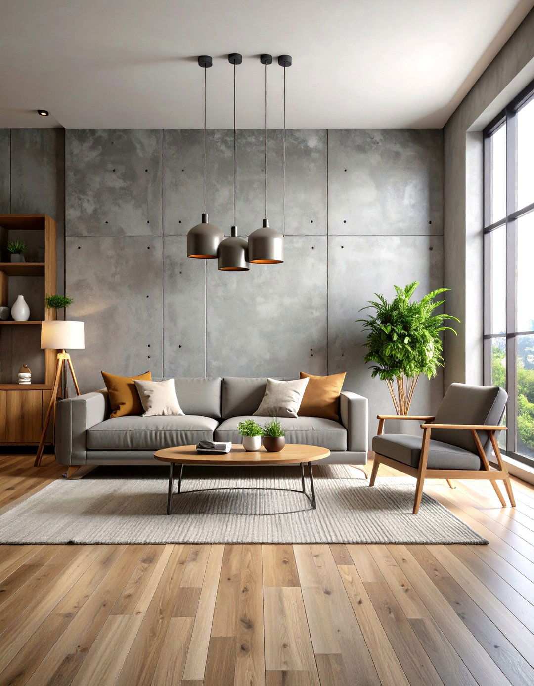Industrial Concrete Finish Applications - 24 Living Room Accent Wall Ideas