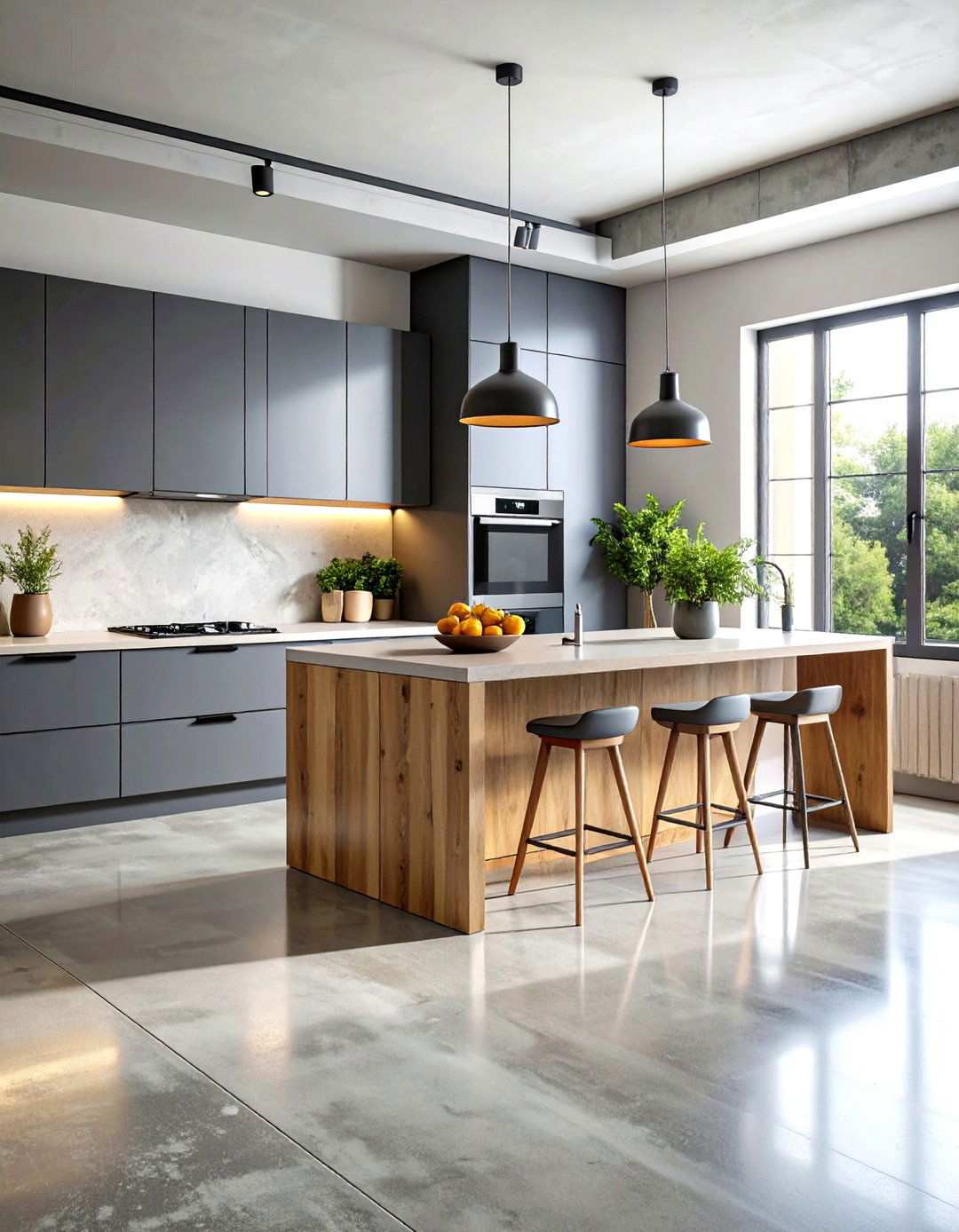 Industrial Concrete Look Linoleum Flooring - 24 Linoleum Kitchen Flooring Ideas