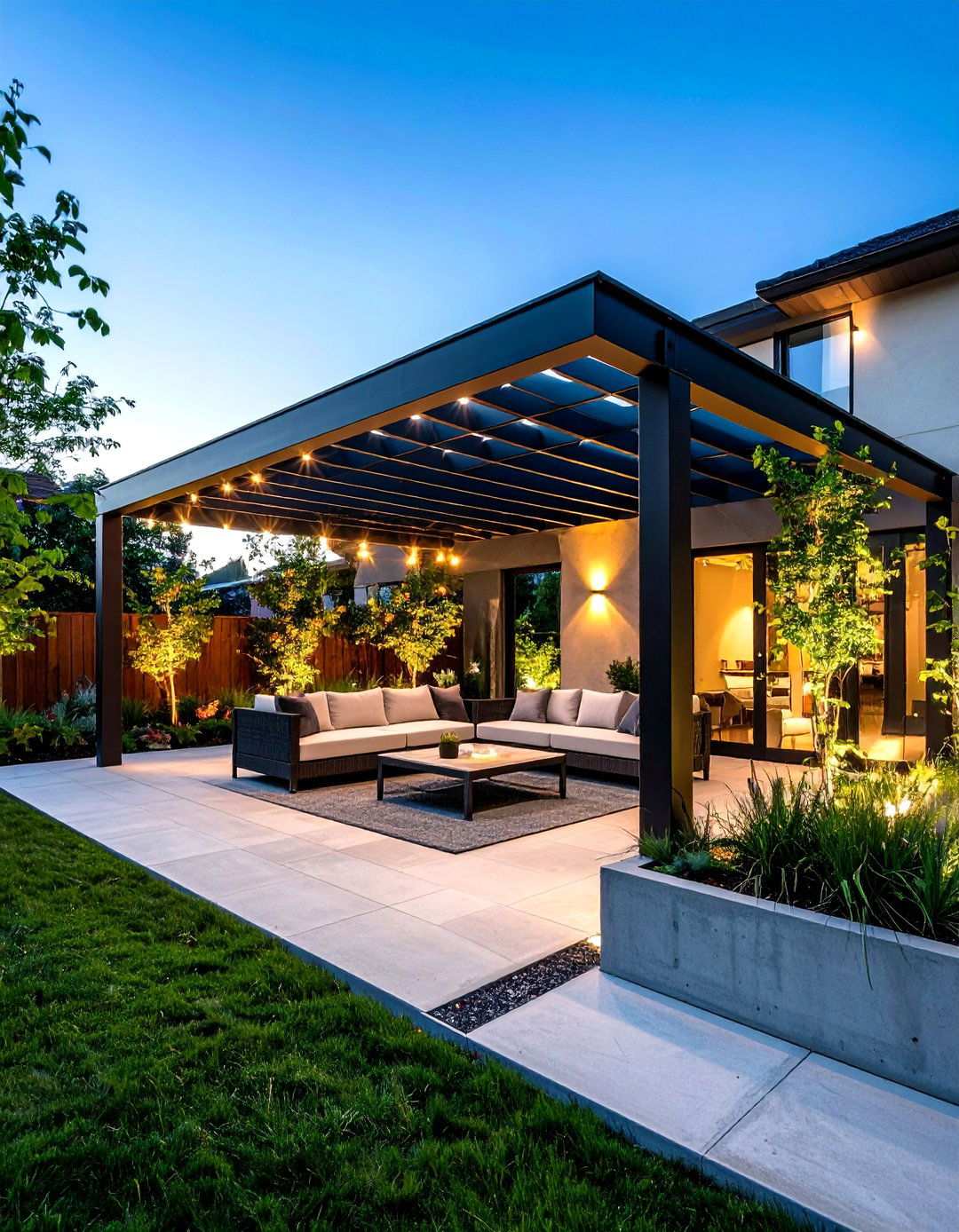 Industrial Contemporary Steel Frame - 24 Patio With a Pergola Ideas