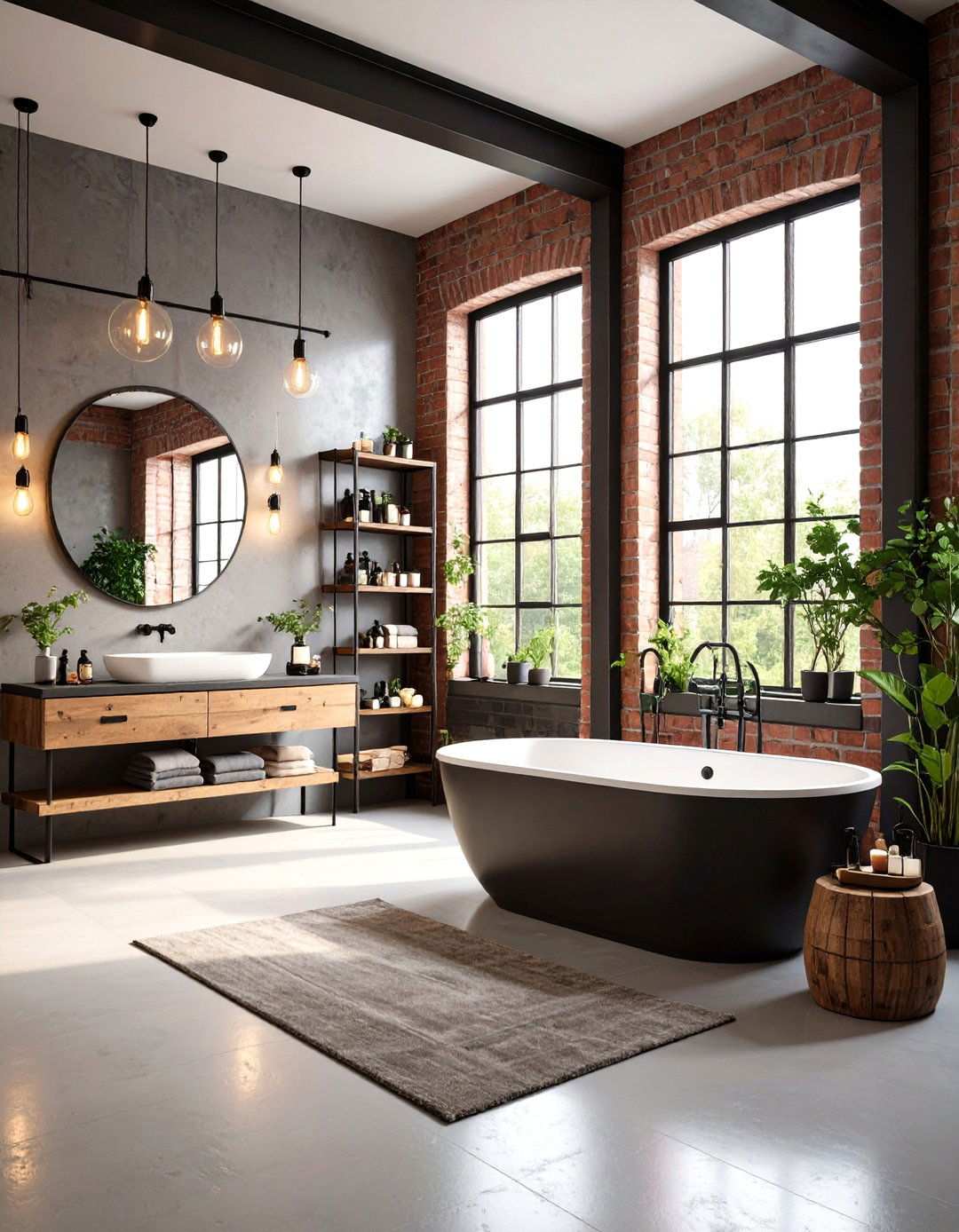 Industrial Eggplant Loft - 24 Purple Bathroom Ideas