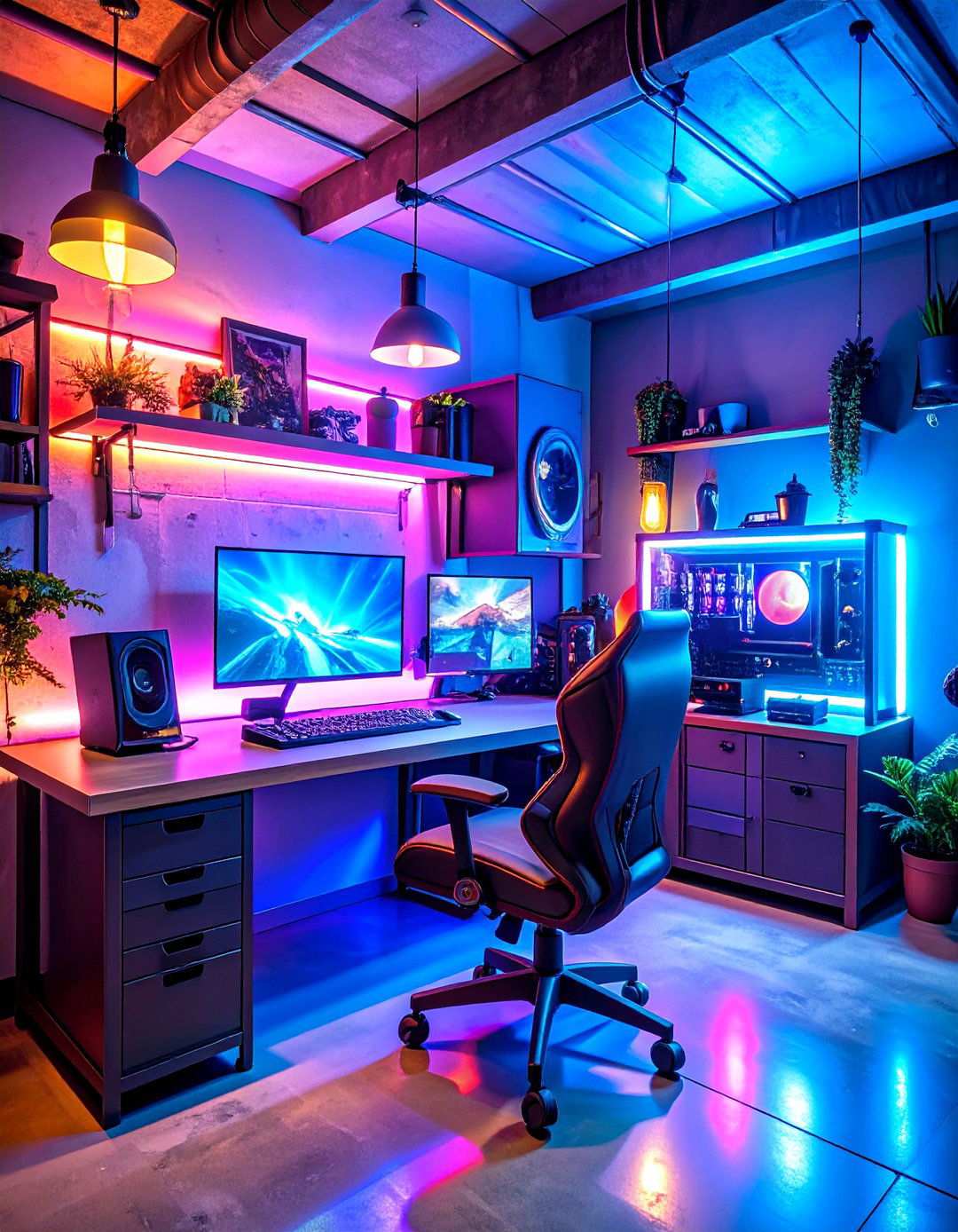 Industrial Gaming Workshop Theme - 24 Small Game Room Ideas