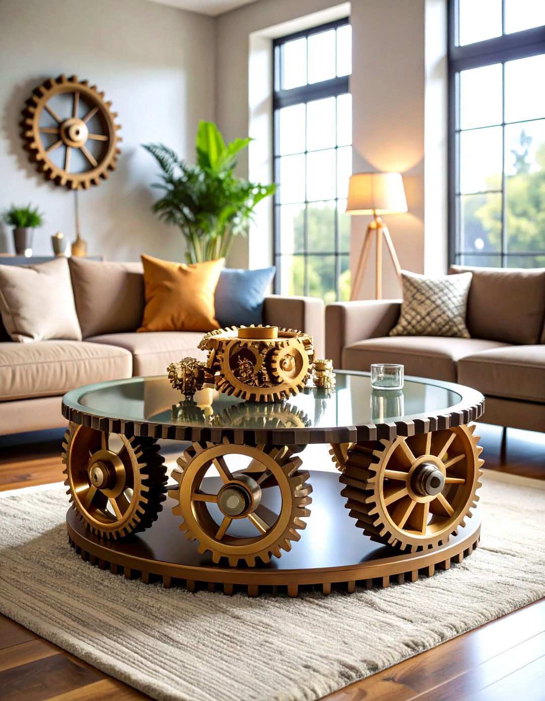 Industrial Gear Coffee Tables - 24 Steampunk Living Room Ideas