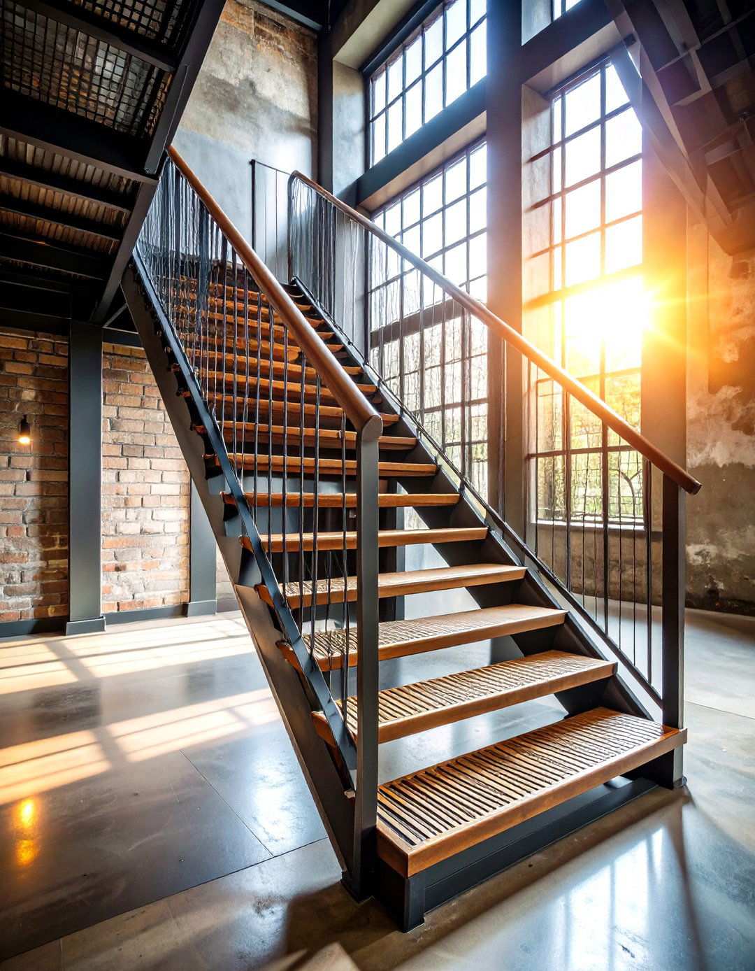 Industrial Grating Steps with Exposed Structure - 24 Open Staircase Ideas