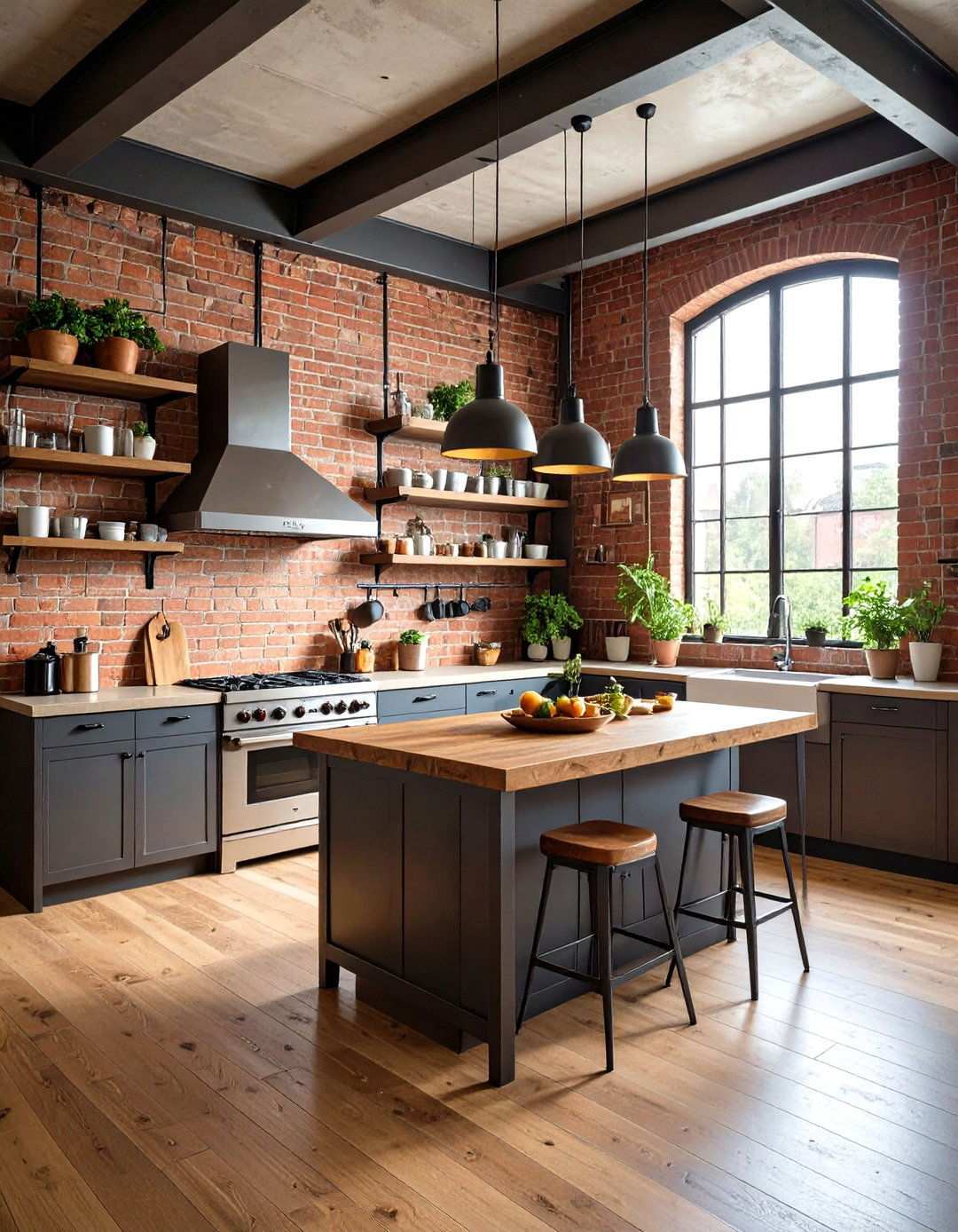 Industrial Kitchen Design Elements - 24 Kitchens Without Upper Cabinets