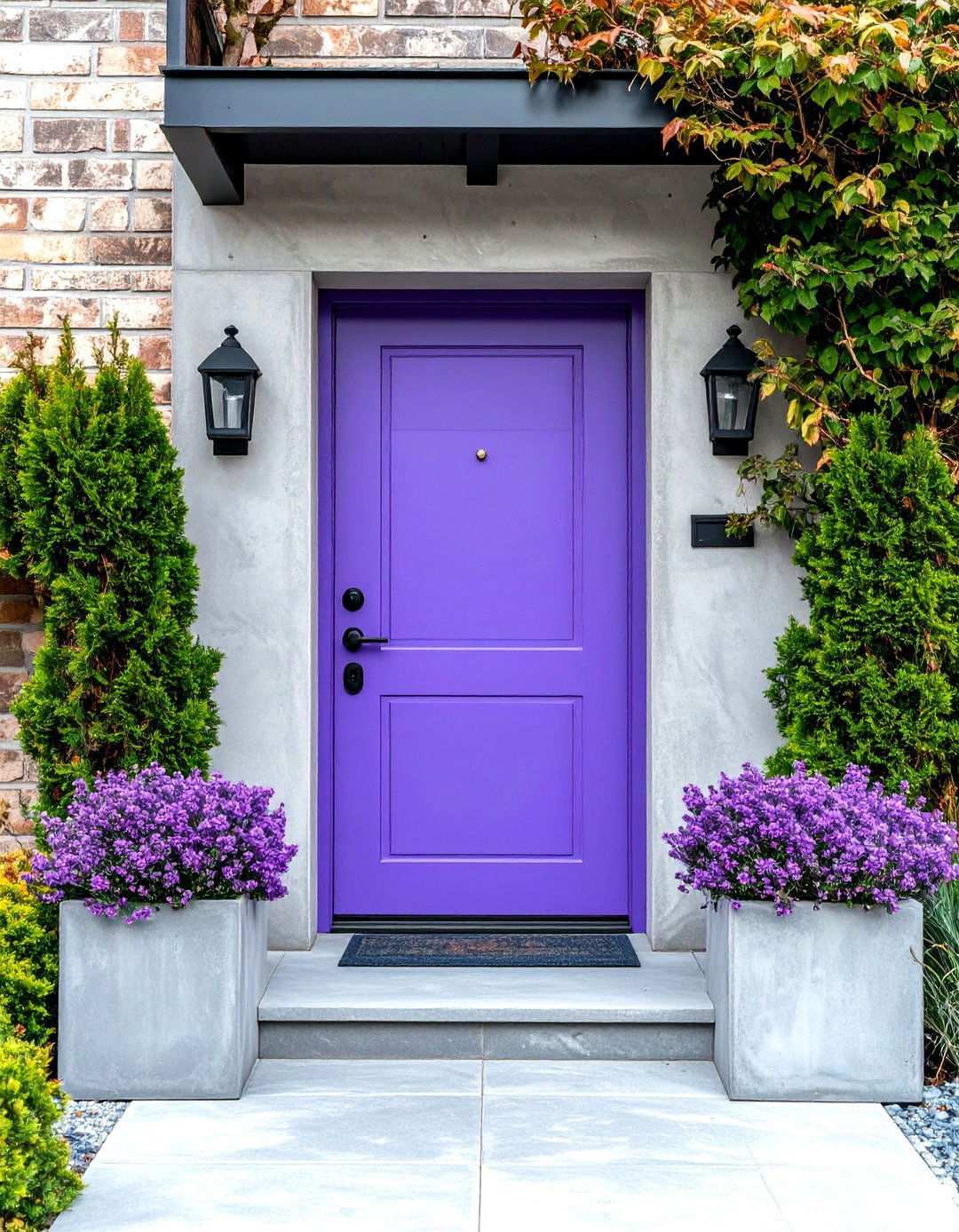 Industrial Lavender Door with Metal and Concrete - 24 Lavender Front Door Ideas