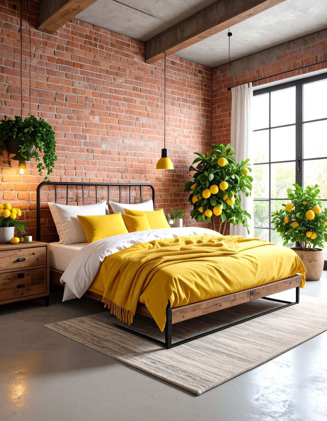 Industrial Lemon Loft Design - 24 Lemon Bedroom Ideas