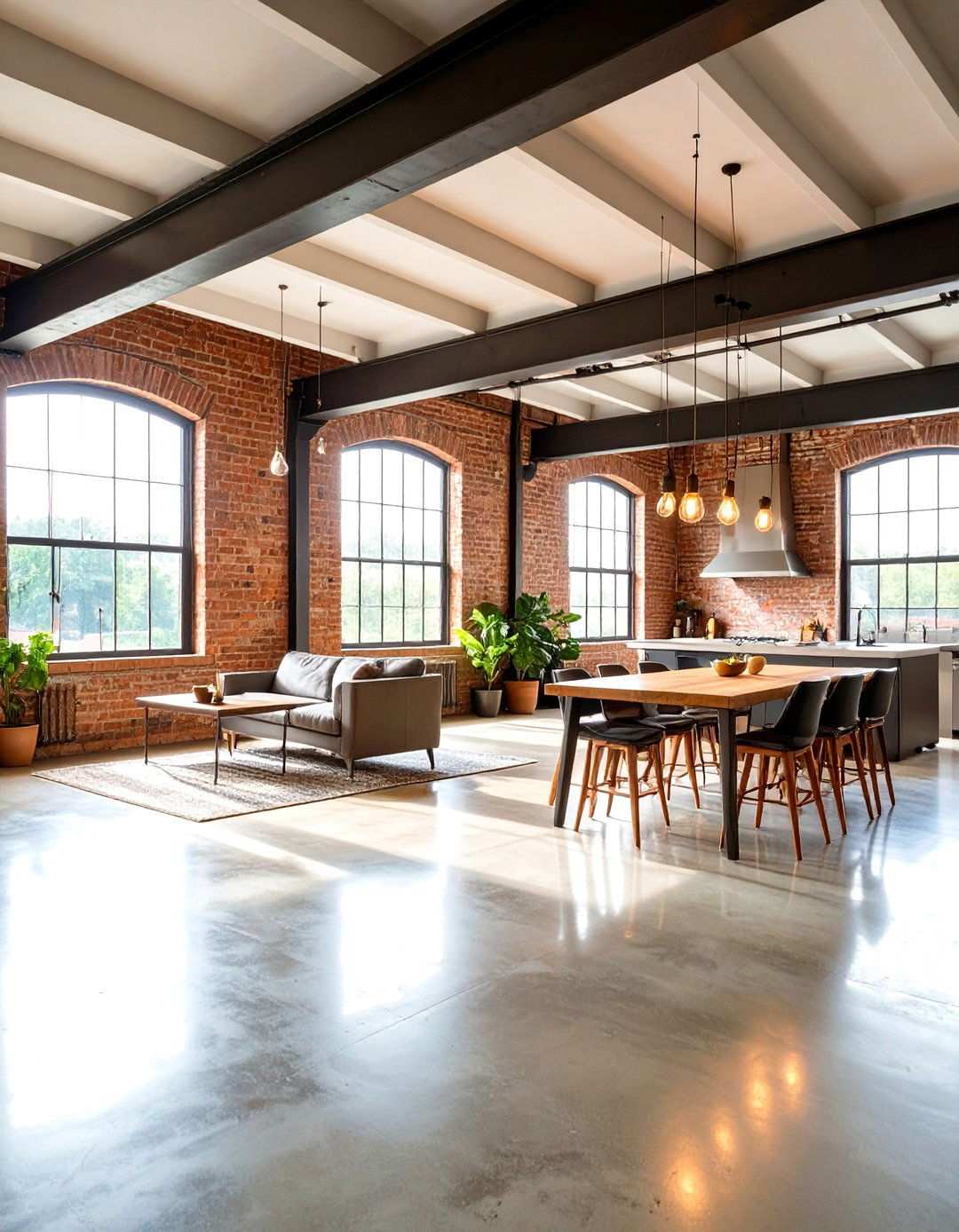 Industrial Loft Open Floor Plan with Steel Accents - 24 Open Floor Plan Ideas