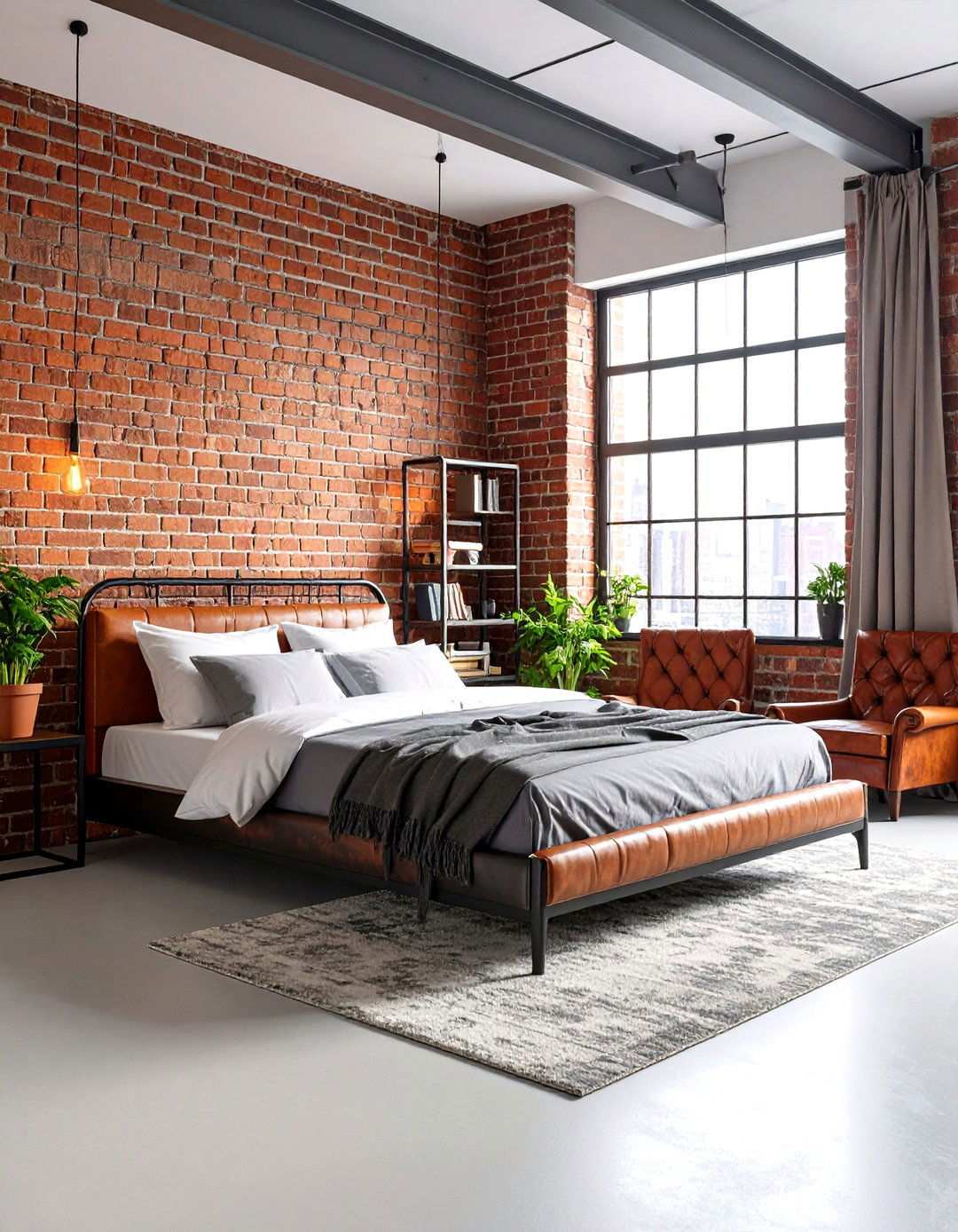 Industrial Loft Red Black Design - 24 Red and Black Bedroom Ideas