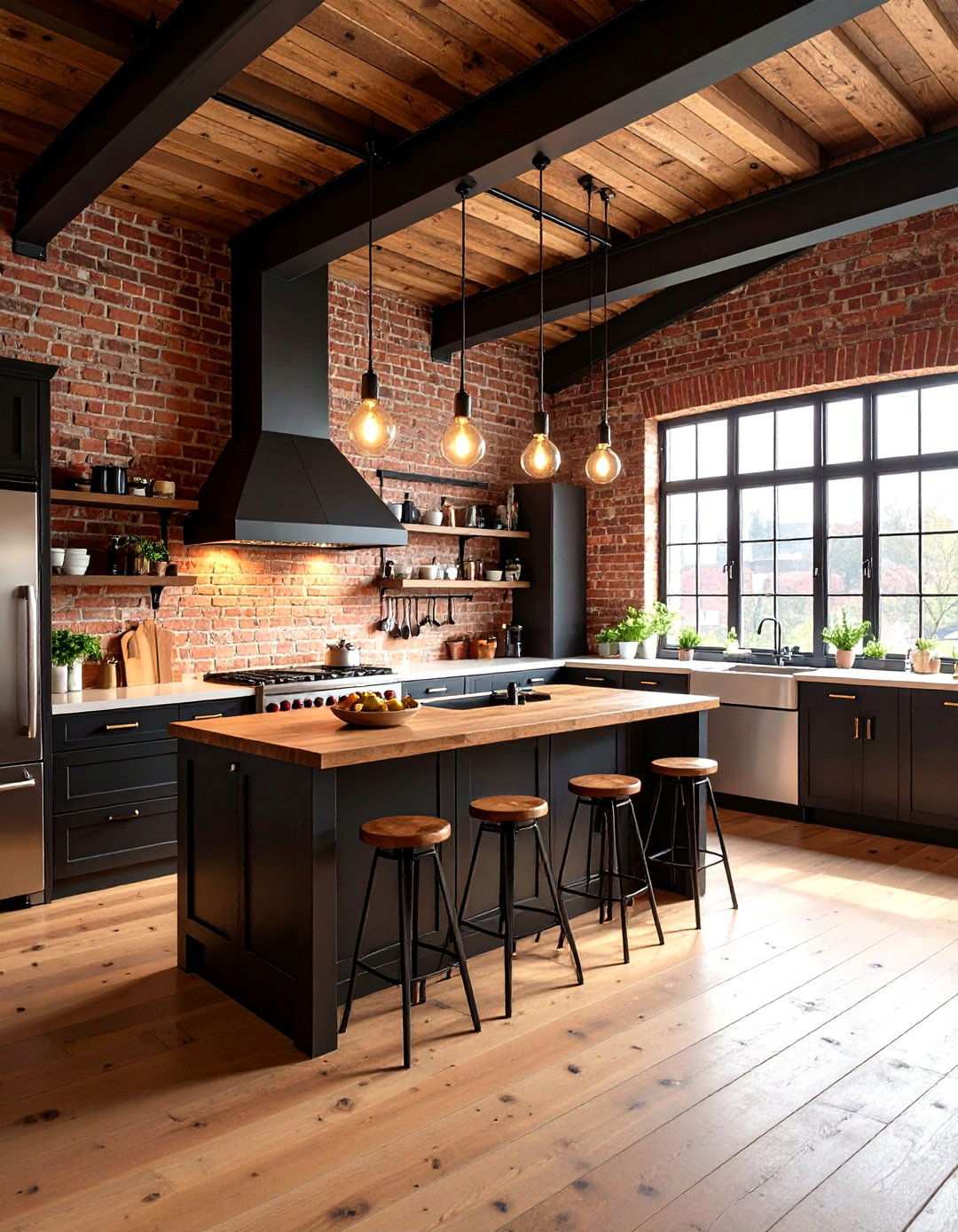 Industrial Loft Vaulted Kitchen - 24 Vaulted Ceiling Kitchen Ideas