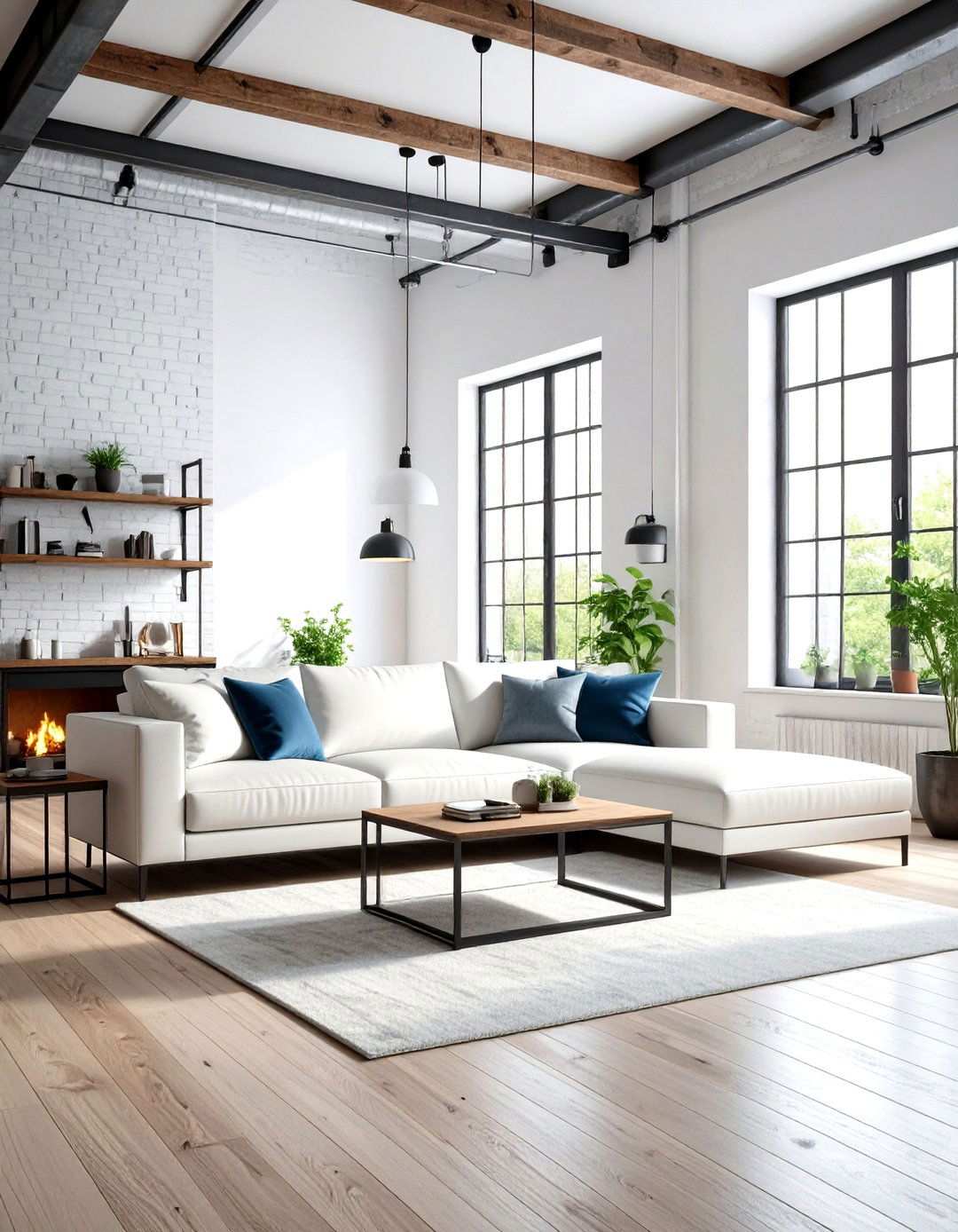 Industrial Loft White Living Room - 24 White Living Room Ideas