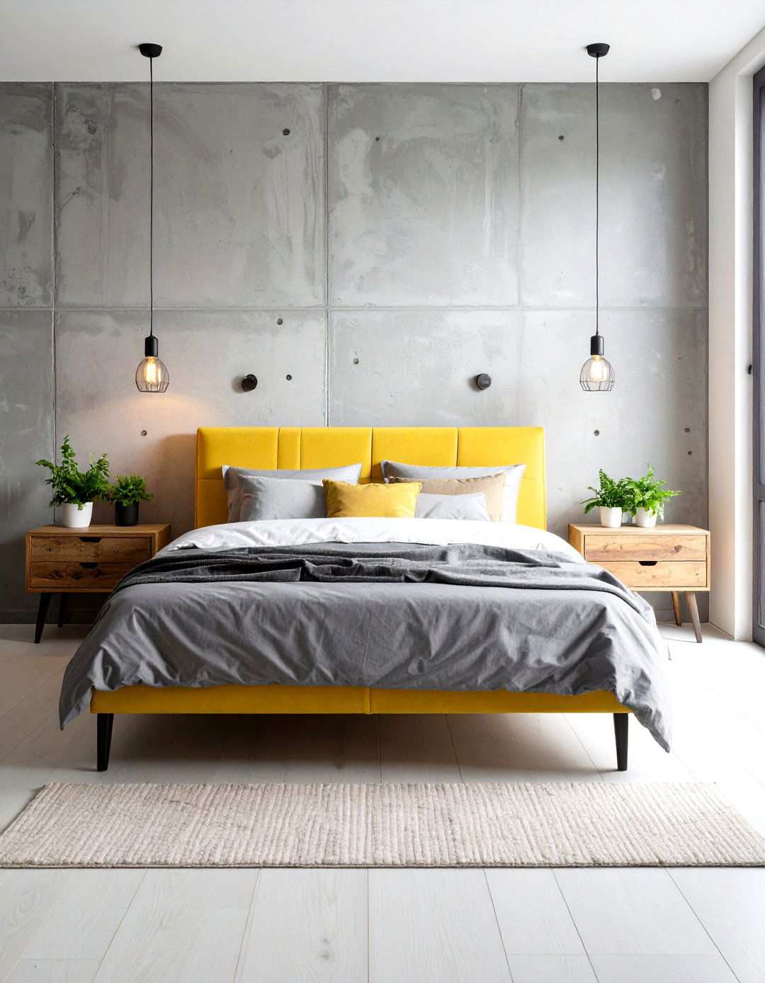 Industrial Loft Yellow and Grey Bedroom - 24 Yellow and Grey Bedroom Ideas