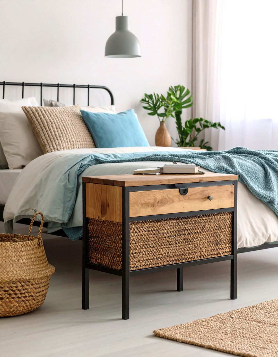 Industrial Metal Frame Nightstand - 24 Nightstand Ideas