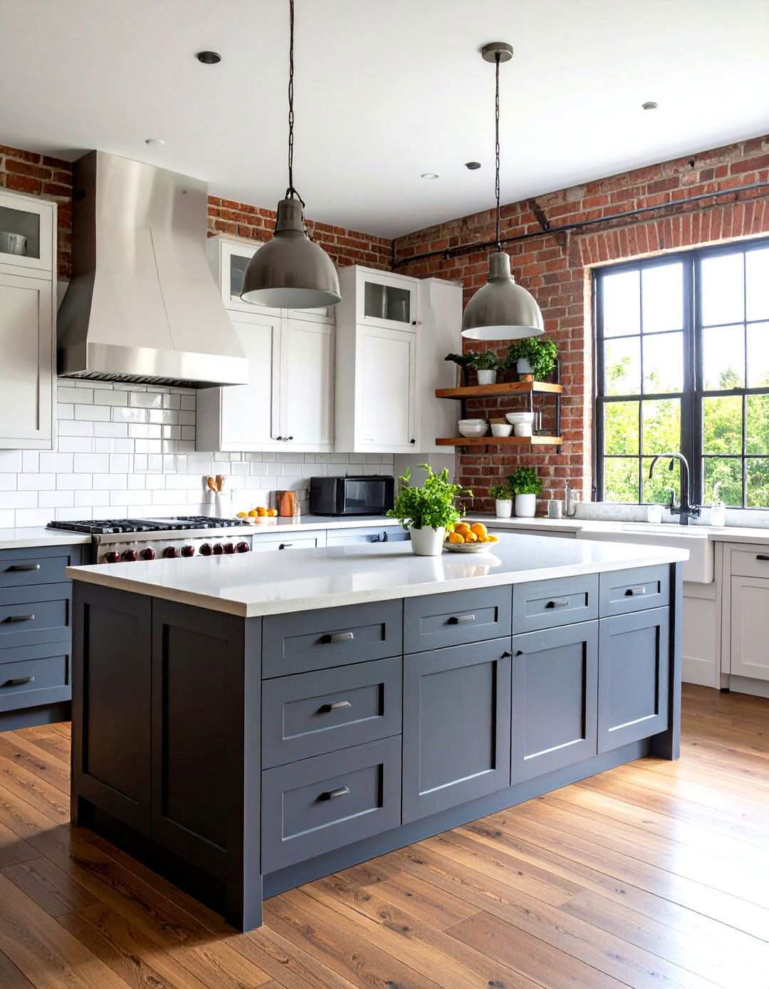 Industrial Modern Dark Accent Kitchen - 24 Kitchen With White Appliances Ideas