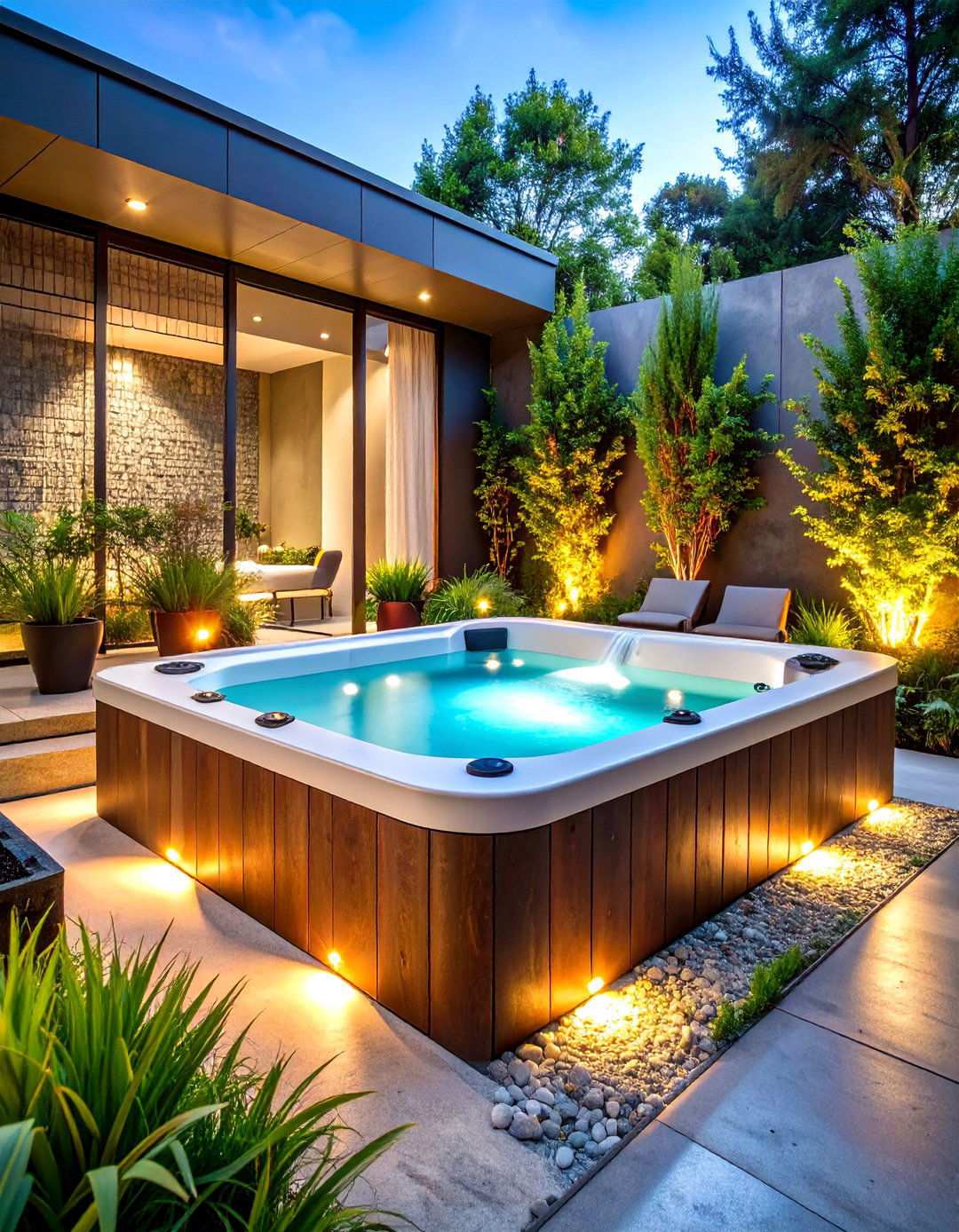 Industrial Modern Hot Tub Design - 24 Hot Tub Landscaping Ideas