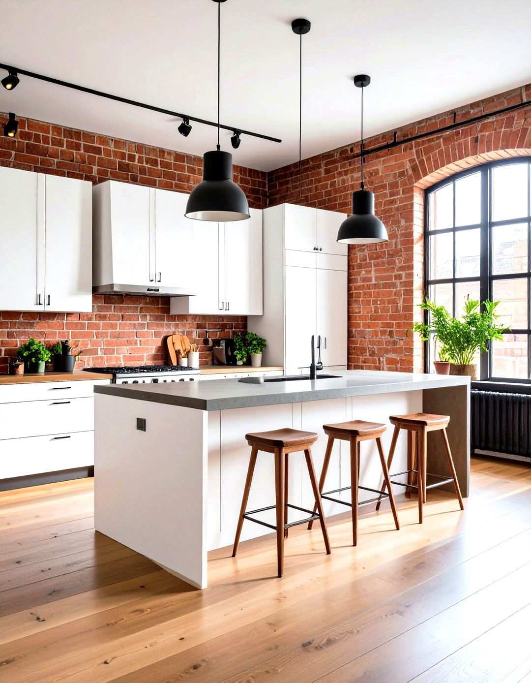 Industrial Modern Kitchen with Bold Black Accents - 24 White Kitchen Cabinets With Black Hardware