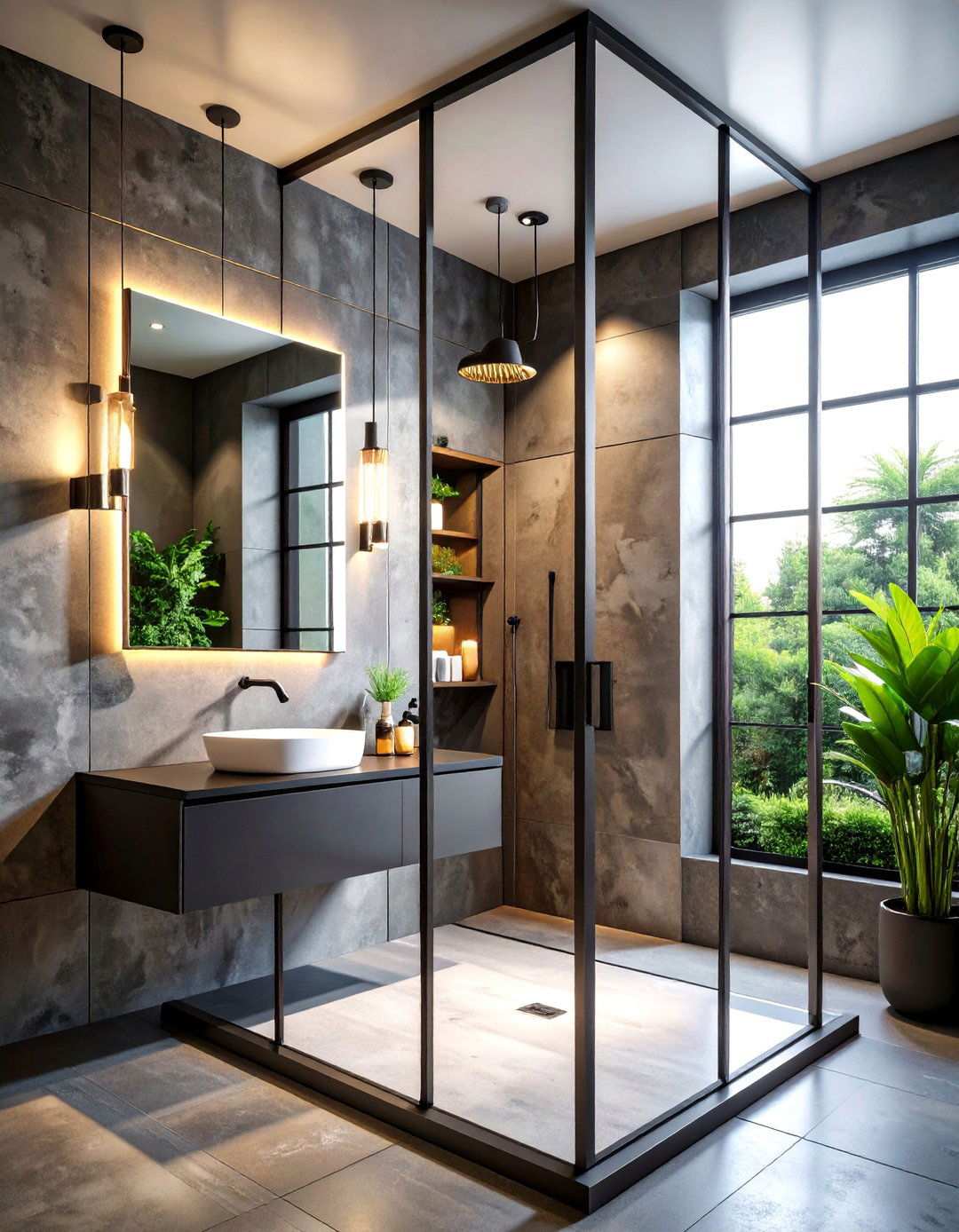 Industrial Modern Metal Frame Niche - 24 Shower Niche Ideas