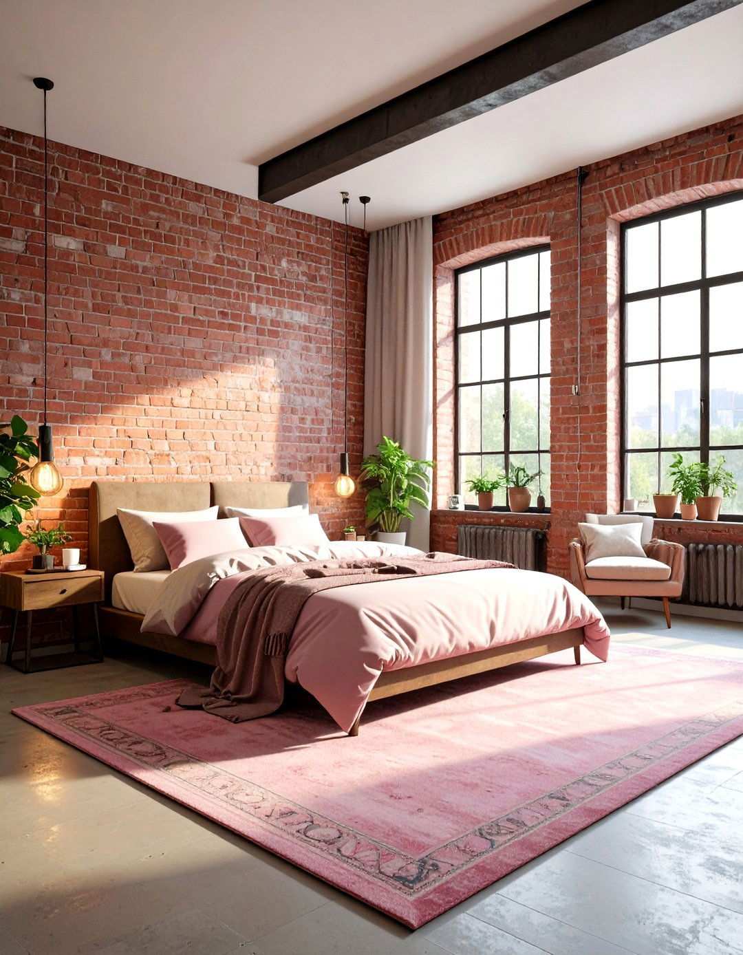 Industrial Modern with Soft Pink Touches - 24 Pink and Grey Bedroom Ideas