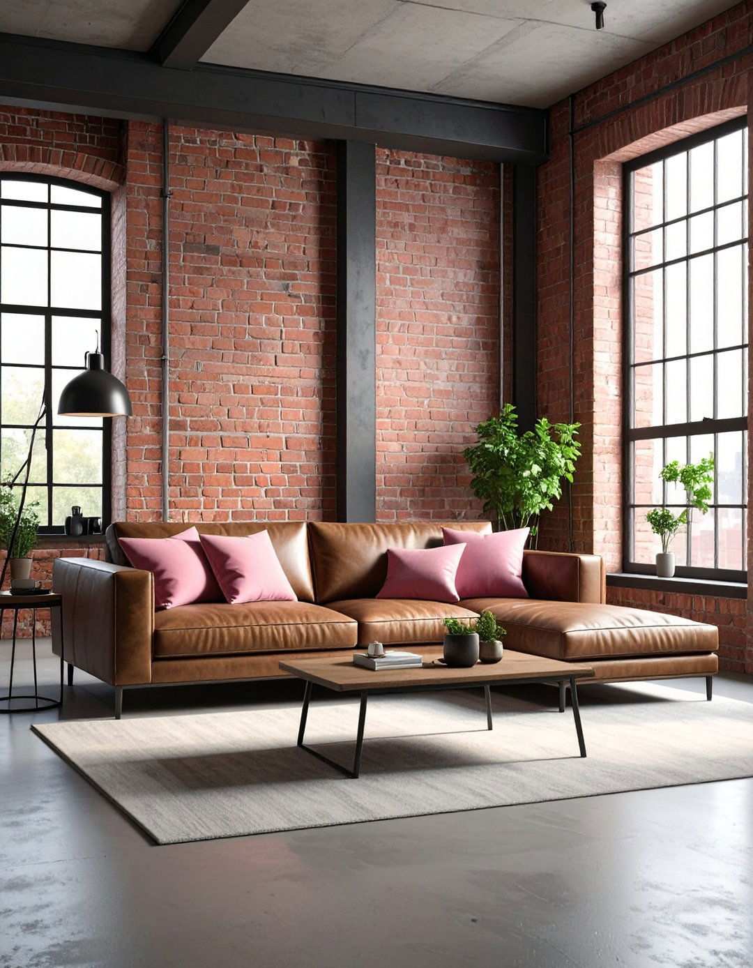 Industrial Pink Accent Fusion - 24 Pink Living Room Ideas
