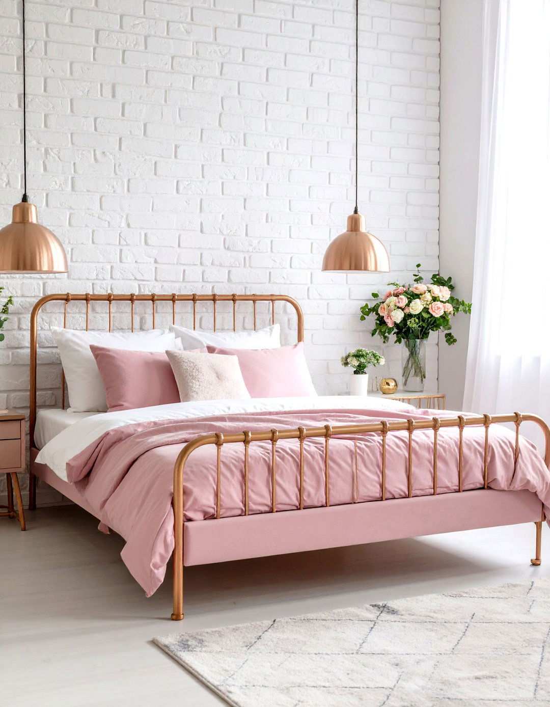 Industrial Pink Loft Style - 24 Pink and White Bedroom Ideas