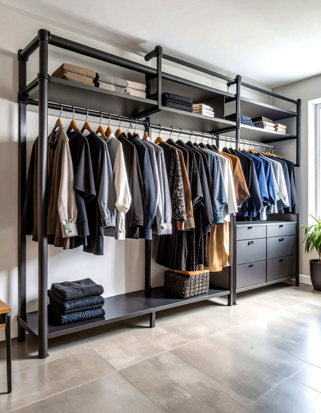 Industrial Pipe Clothing Rod System - 24 Laundry Closet Ideas