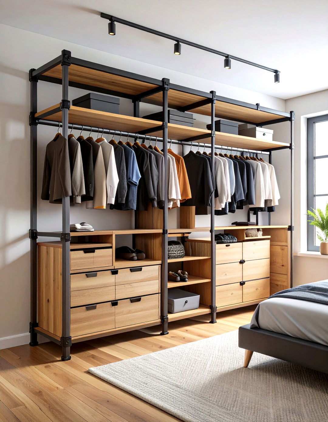 Industrial Pipe Framework Design - 24 Open Closet Ideas