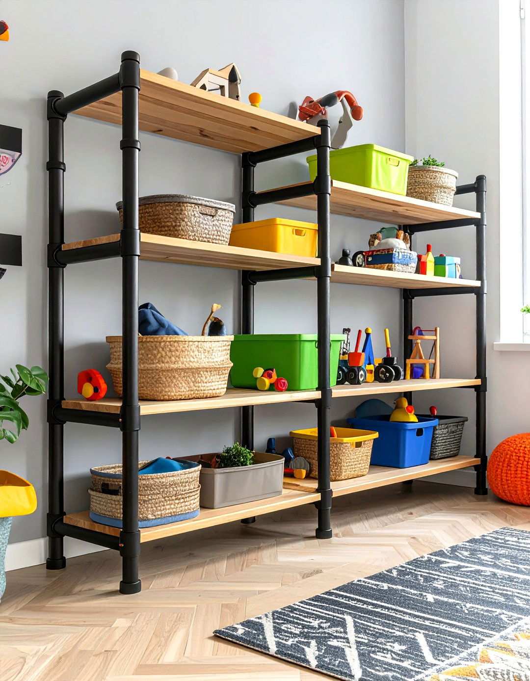 Industrial Pipe Shelving - 24 Toy Storage Ideas