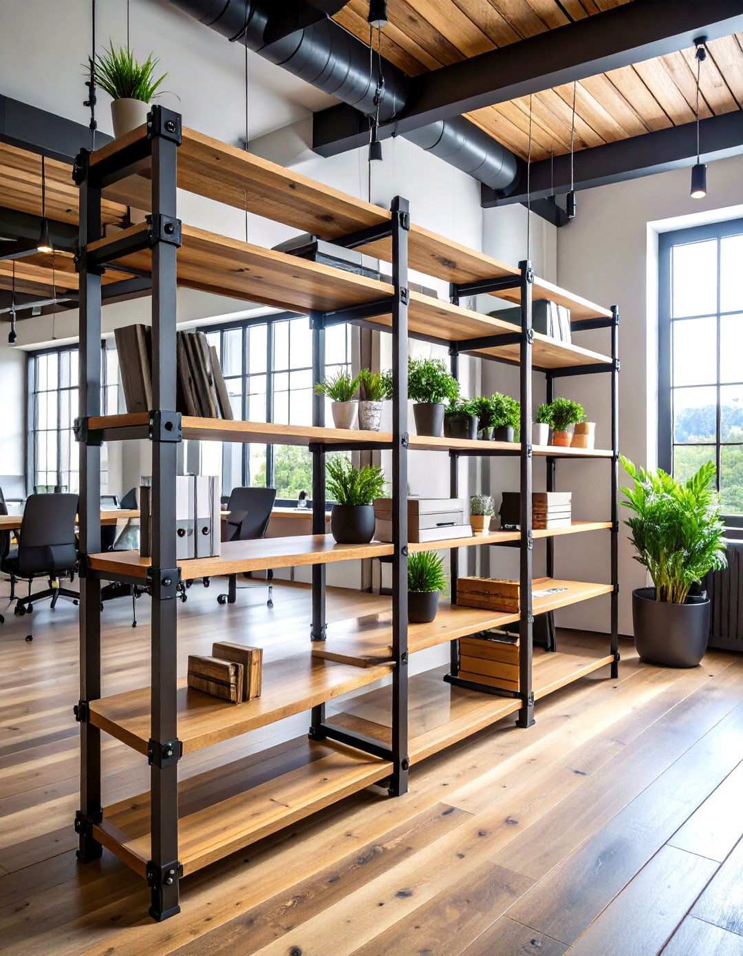 Industrial Pipe Shelving Systems - 24 Office Shelving Ideas