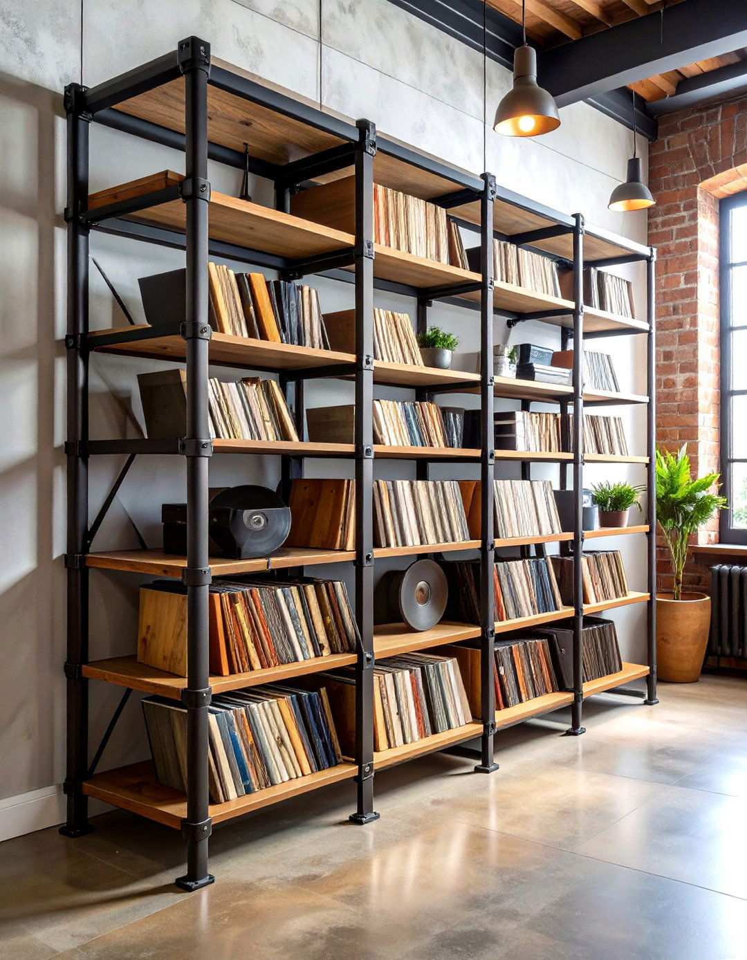 Industrial Pipe Shelving Systems - 24 Vinyl Record Storage Ideas