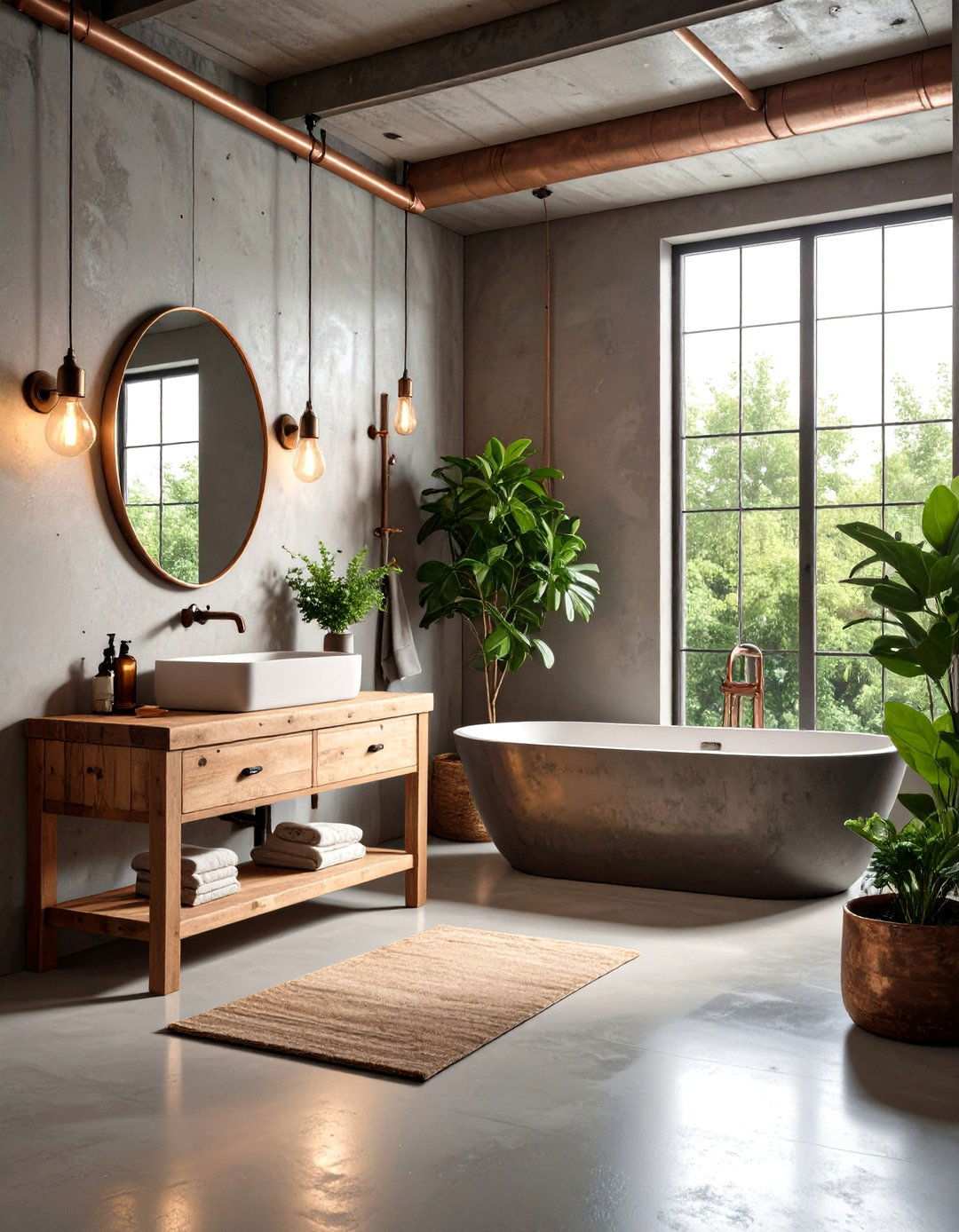 Industrial Powder Room with Exposed Pipe Features - 24 Powder Room Ideas