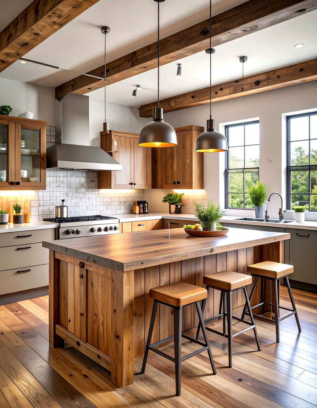 Industrial Reclaimed Wood Kitchens - 24 Wooden Interior Design Ideas