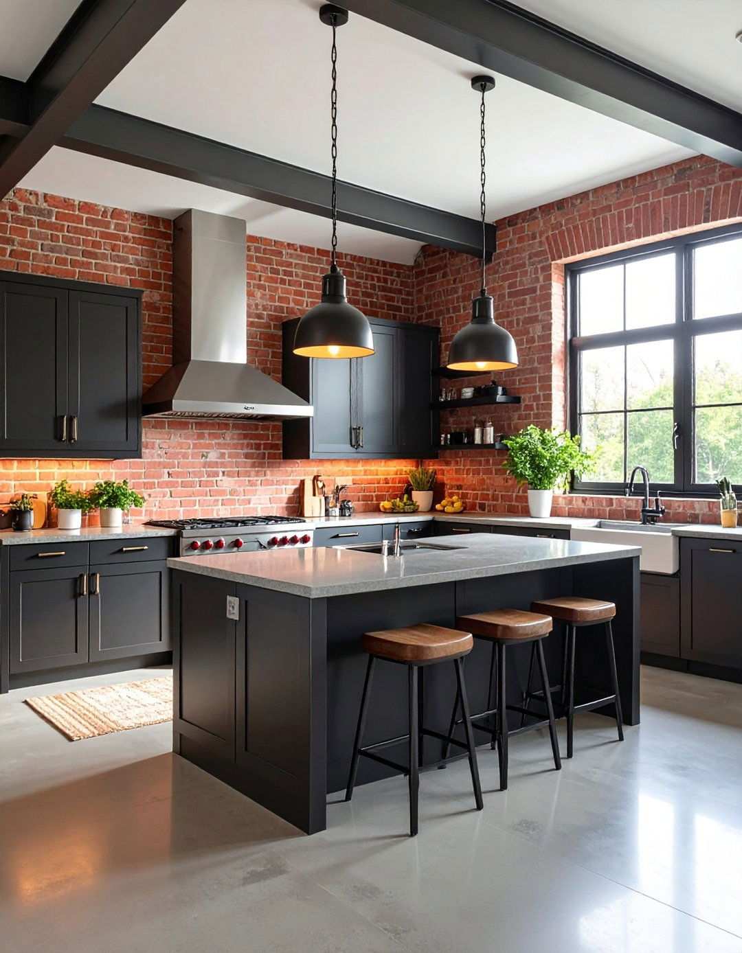 Industrial Red Brick Backsplash Kitchen - 24 Red Brick Kitchen Ideas