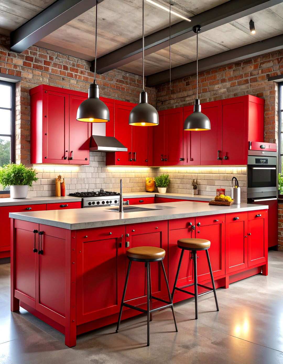 Industrial Red Metal Kitchen Style - 24 Red Kitchens