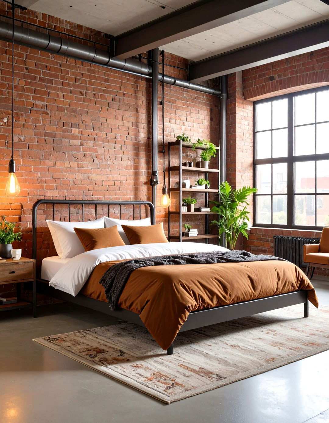 Industrial Rust Bedroom with Metal Elements - 24 Rust Bedroom Ideas