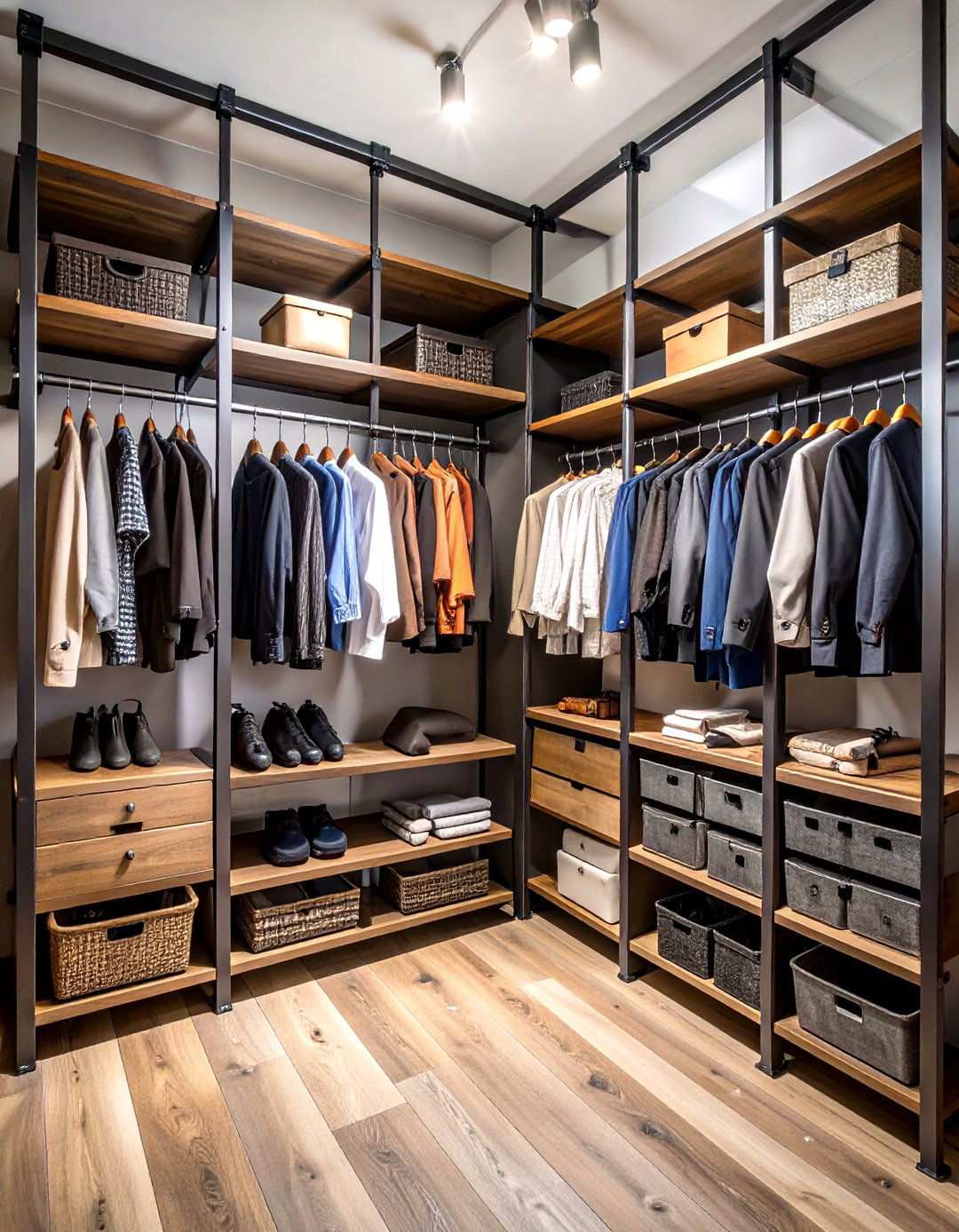 Industrial Rustic Closet with Exposed Elements - 24 Rustic Closet Ideas