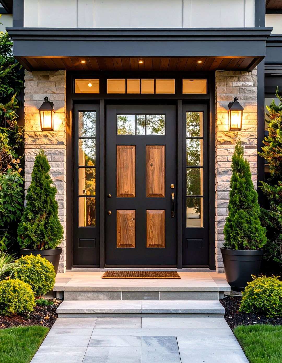 Industrial Rustic Steel and Wood Front Door - 24 Rustic Front Door Ideas