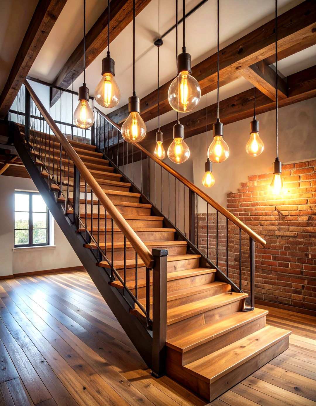 Industrial Style Exposed Fixtures - 24 Staircase Lighting Ideas