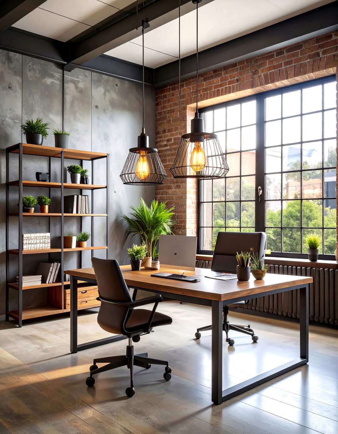 Industrial Style Lighting Elements - 24 Home Office Lighting Ideas