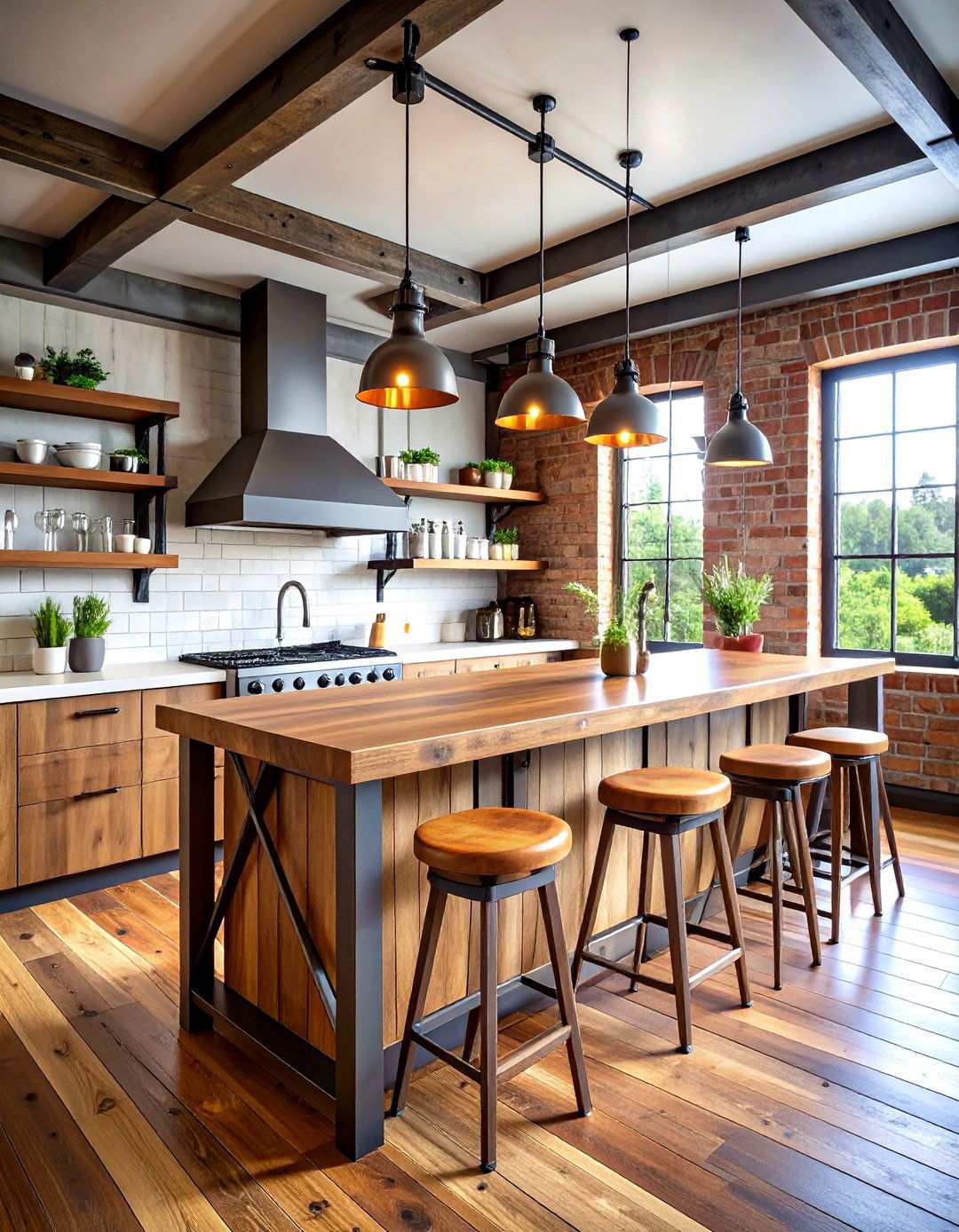 Industrial Style Metal and Wood Bar - 24 Kitchen Bar Ideas