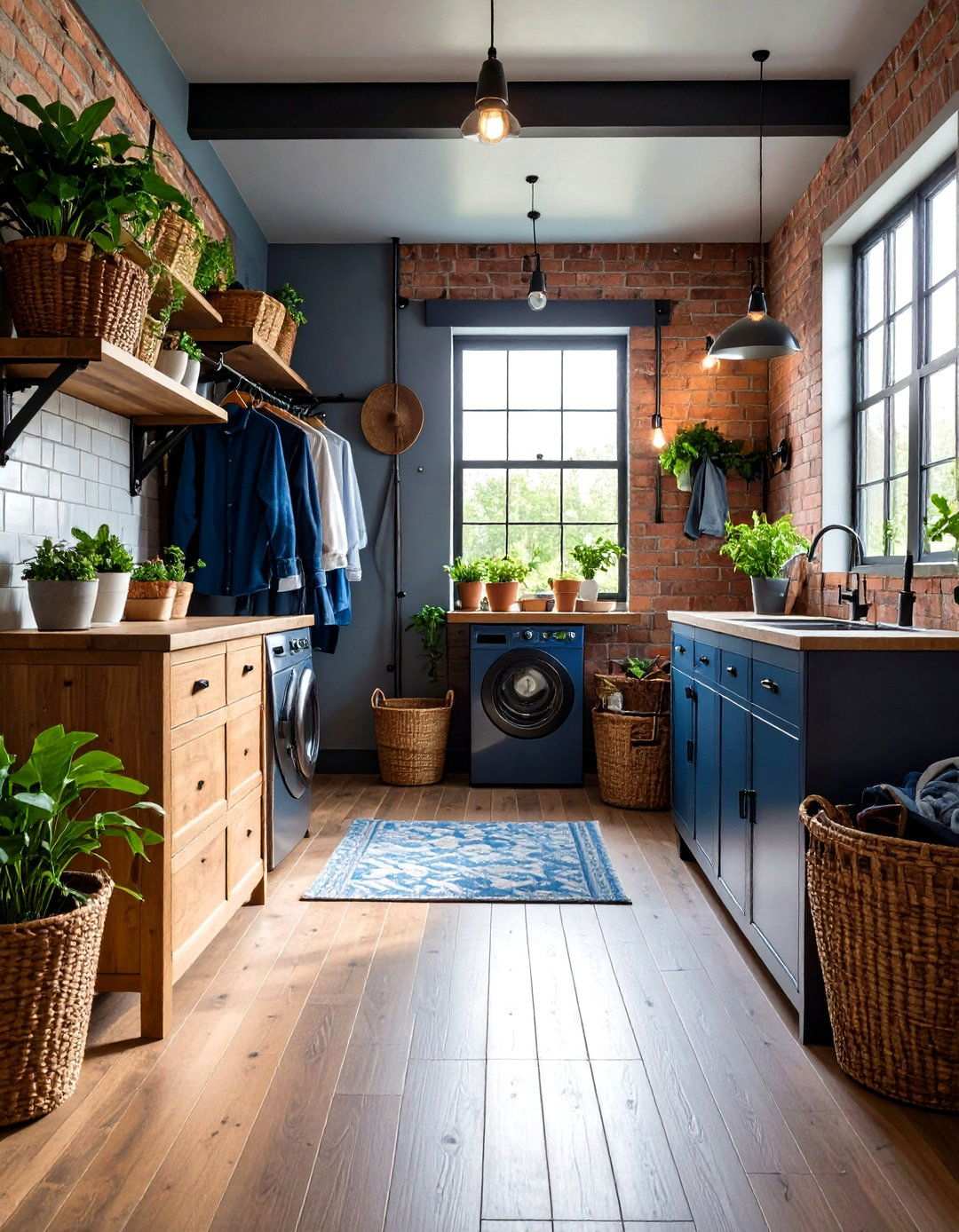 Industrial Style Mudroom Laundry Design - 24 Mudroom Laundry Room Ideas