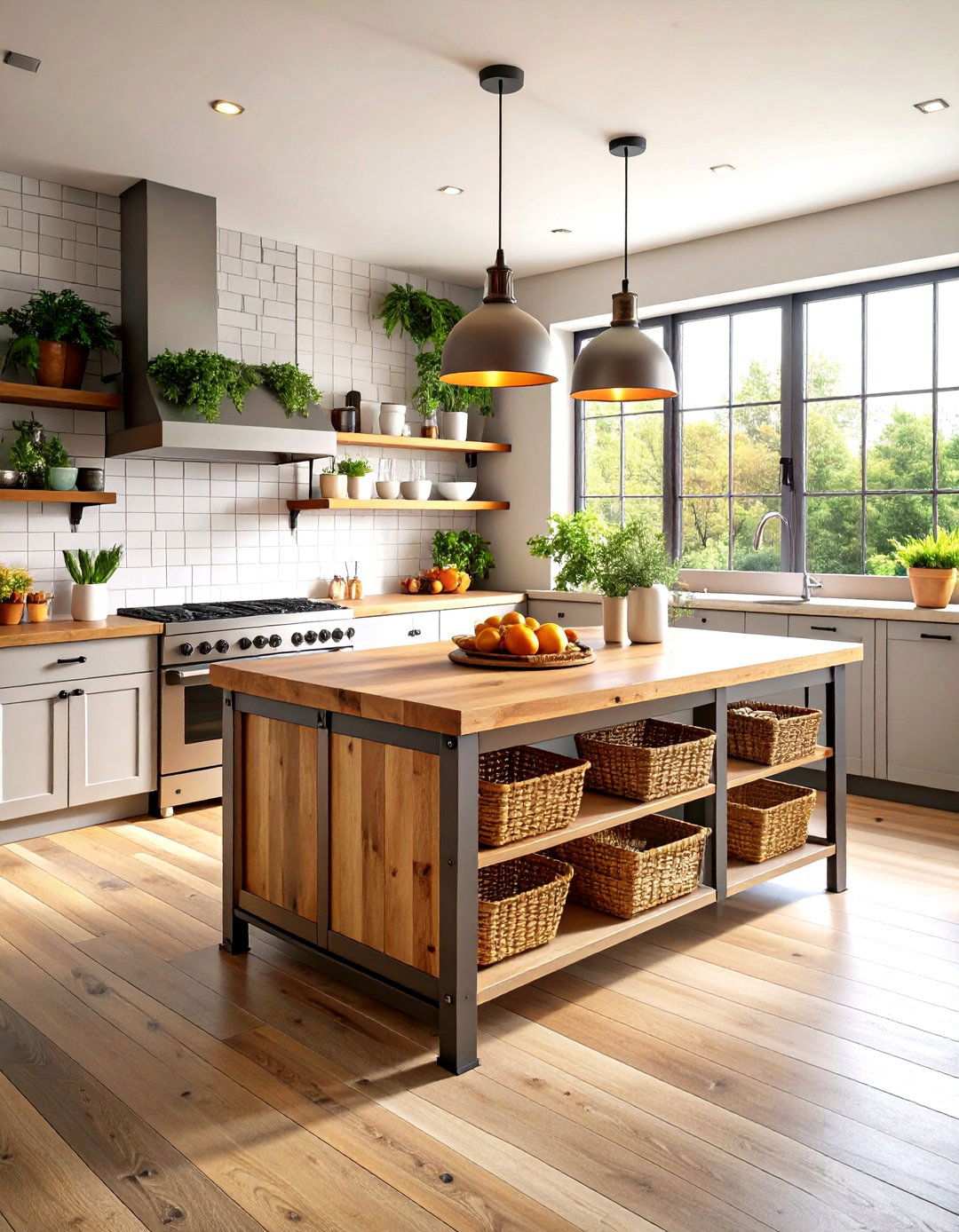 Industrial Style Steel and Wood Combinations - 24 Small Kitchen Island Ideas