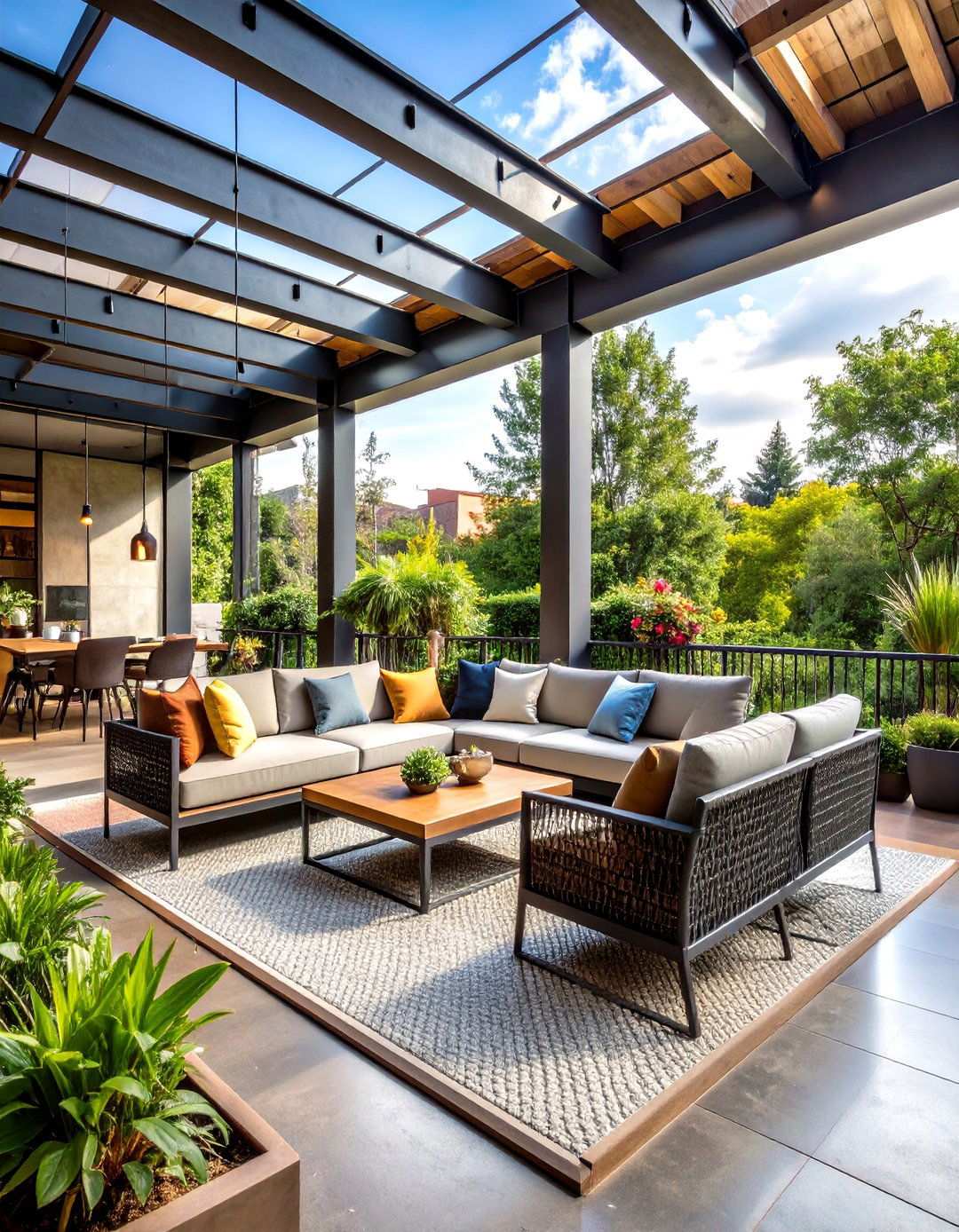 Industrial Veranda with Metal Elements - 24 Veranda Ideas
