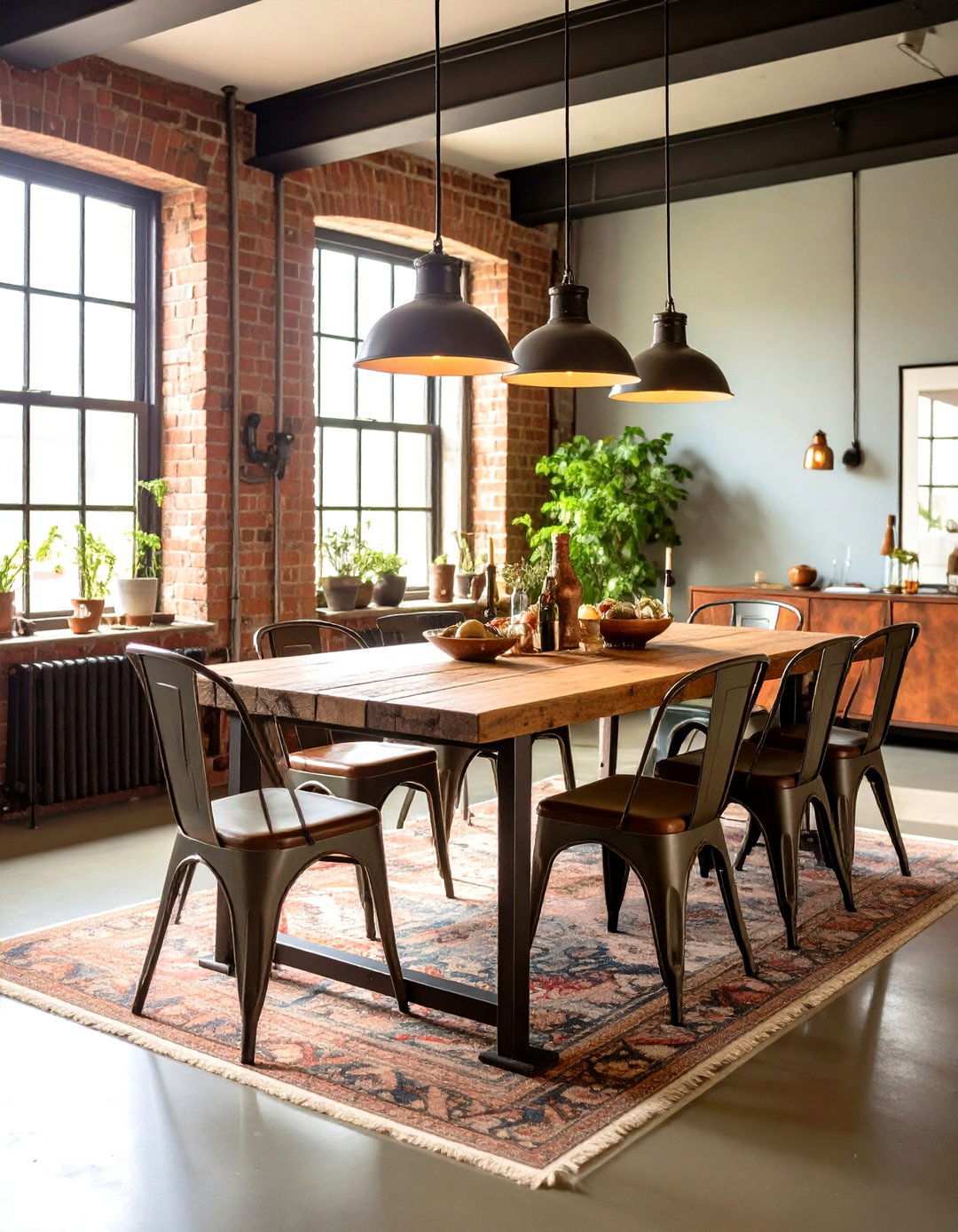 Industrial Vintage Dining Room with Metal Accents - 24 Vintage Dining Room Ideas
