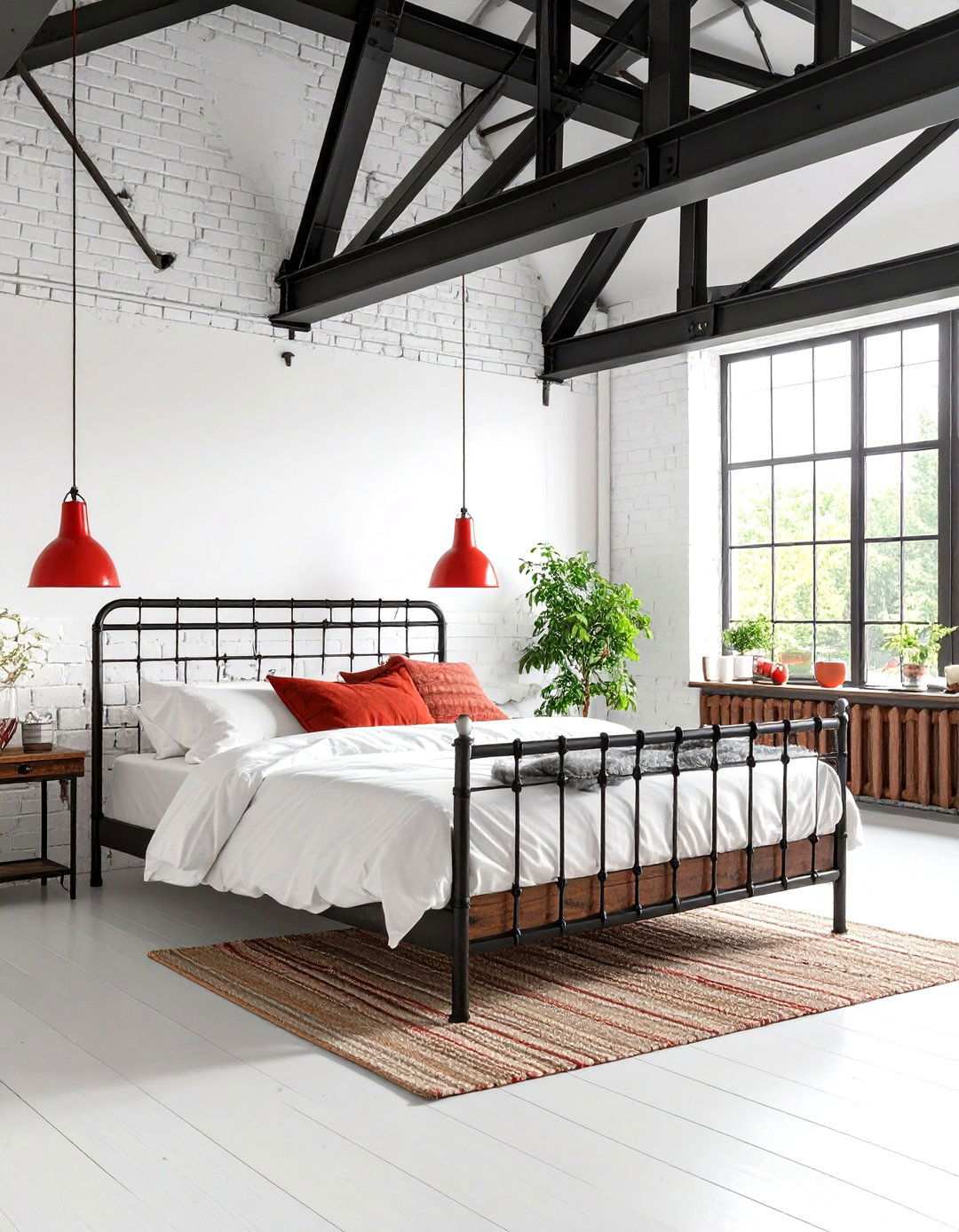 Industrial Warehouse Loft Bedroom - 24 red black and white bedroom ideas