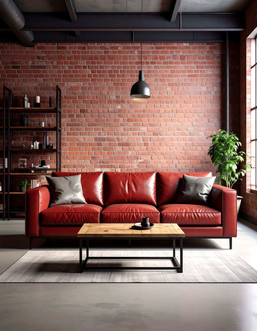 Industrial Warehouse Red and Grey Living Space - 24 Red and Grey Living Room Ideas
