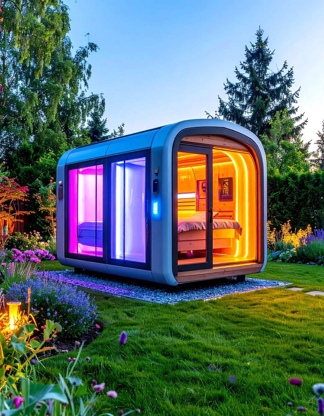 Infrared Cabin with Chromotherapy Lighting - 24 Outdoor Sauna Ideas